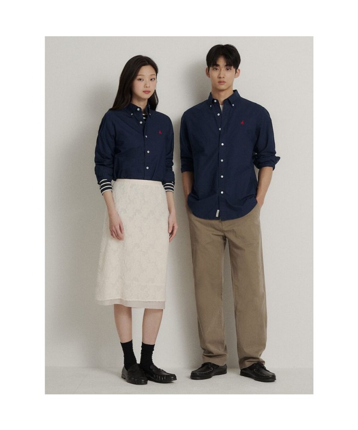 빈폴 멘(BEANPOLE MEN) [Essential] 남녀공용 옥스퍼드 솔리드 셔츠  네이비