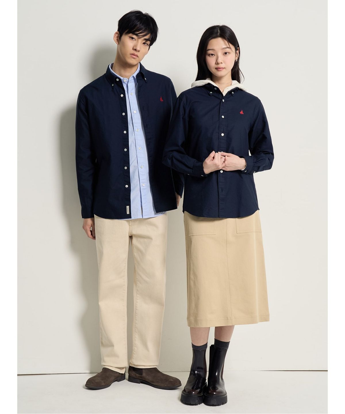 빈폴 멘(BEANPOLE MEN) [Essential] 남녀공용 옥스퍼드 솔리드 셔츠  네이비