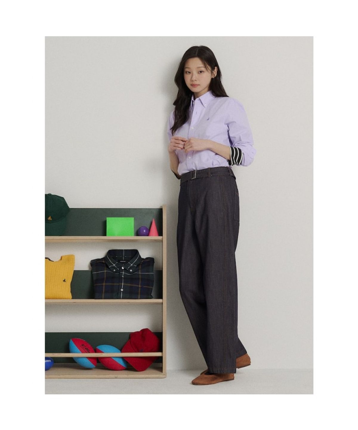 빈폴 멘(BEANPOLE MEN) [Essential] 남녀공용 옥스퍼드 솔리드 셔츠  라이트 퍼플