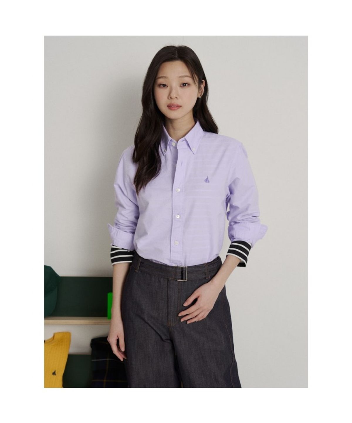 빈폴 멘(BEANPOLE MEN) [Essential] 남녀공용 옥스퍼드 솔리드 셔츠  라이트 퍼플