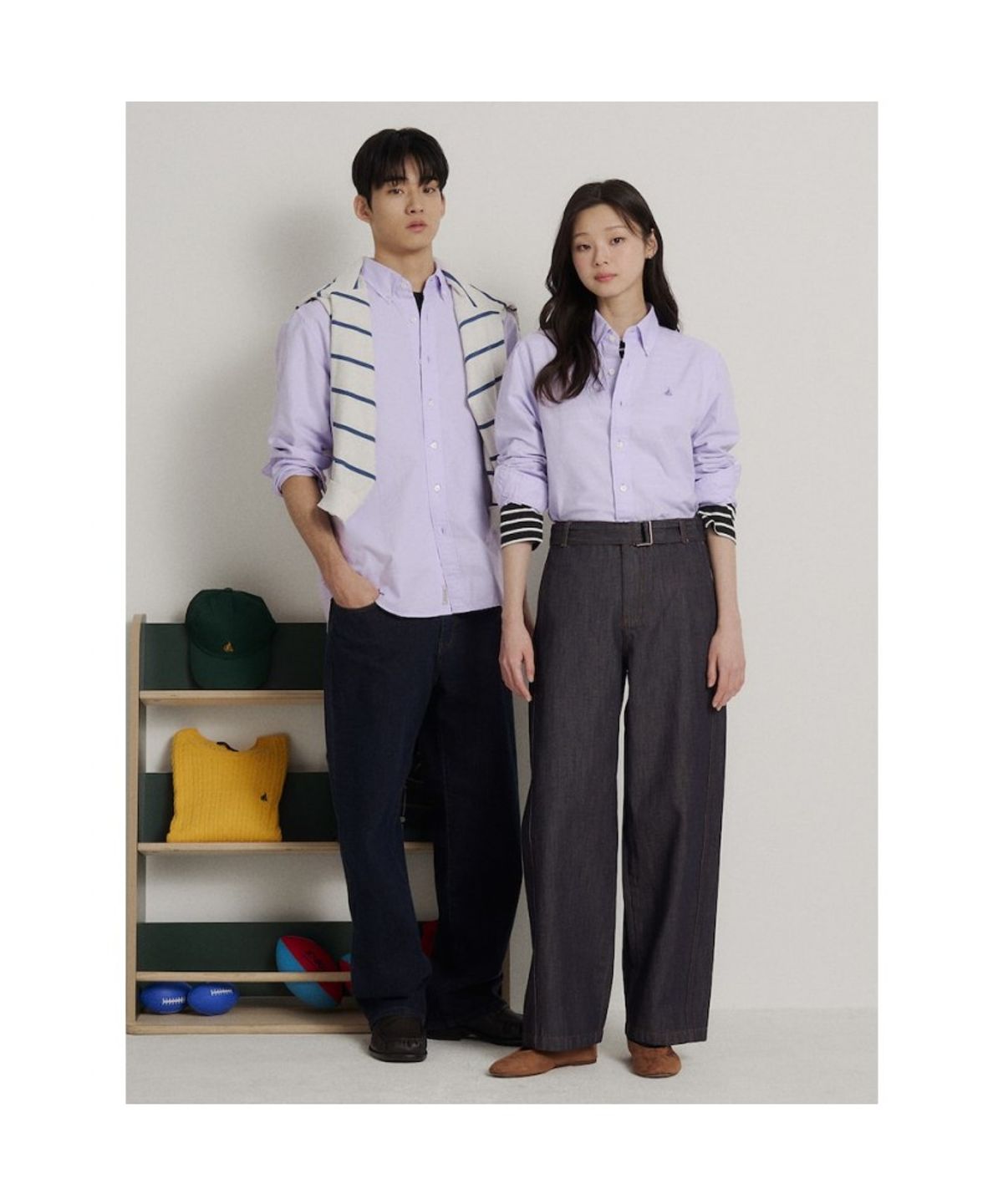 빈폴 멘(BEANPOLE MEN) [Essential] 남녀공용 옥스퍼드 솔리드 셔츠  라이트 퍼플