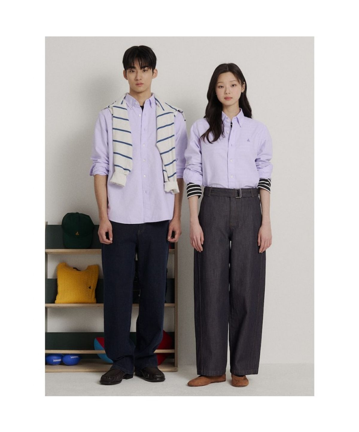 빈폴 멘(BEANPOLE MEN) [Essential] 남녀공용 옥스퍼드 솔리드 셔츠  라이트 퍼플