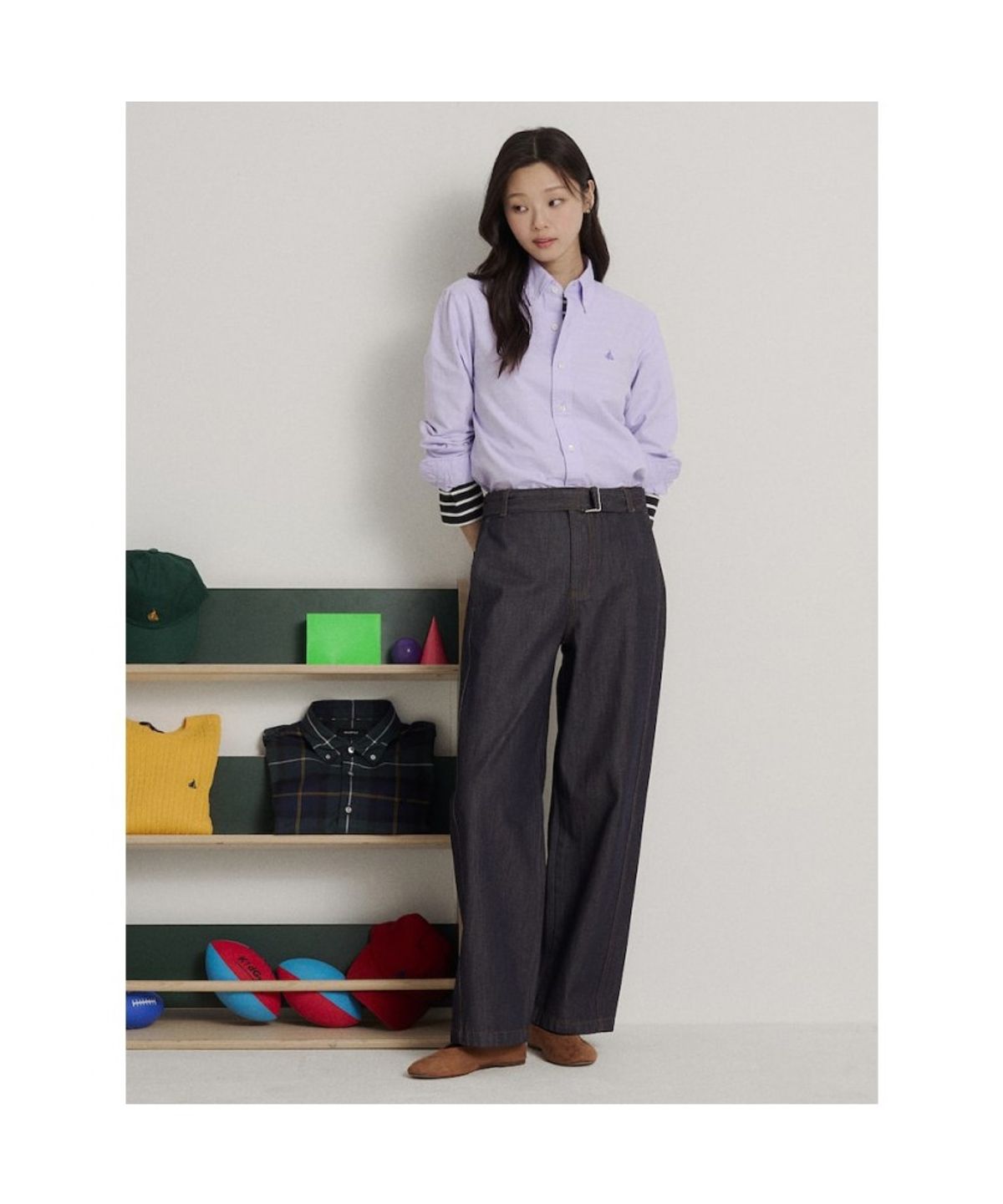 빈폴 멘(BEANPOLE MEN) [Essential] 남녀공용 옥스퍼드 솔리드 셔츠  라이트 퍼플
