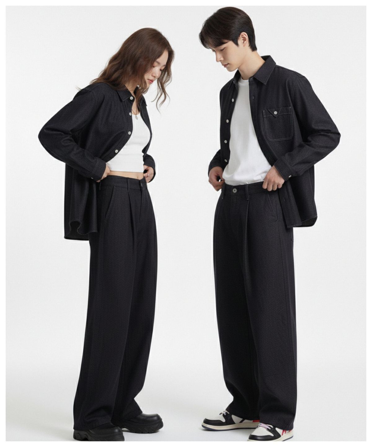 더블제이디(DOUBLE JD) 생지 반 밴딩 WIDE 팬츠