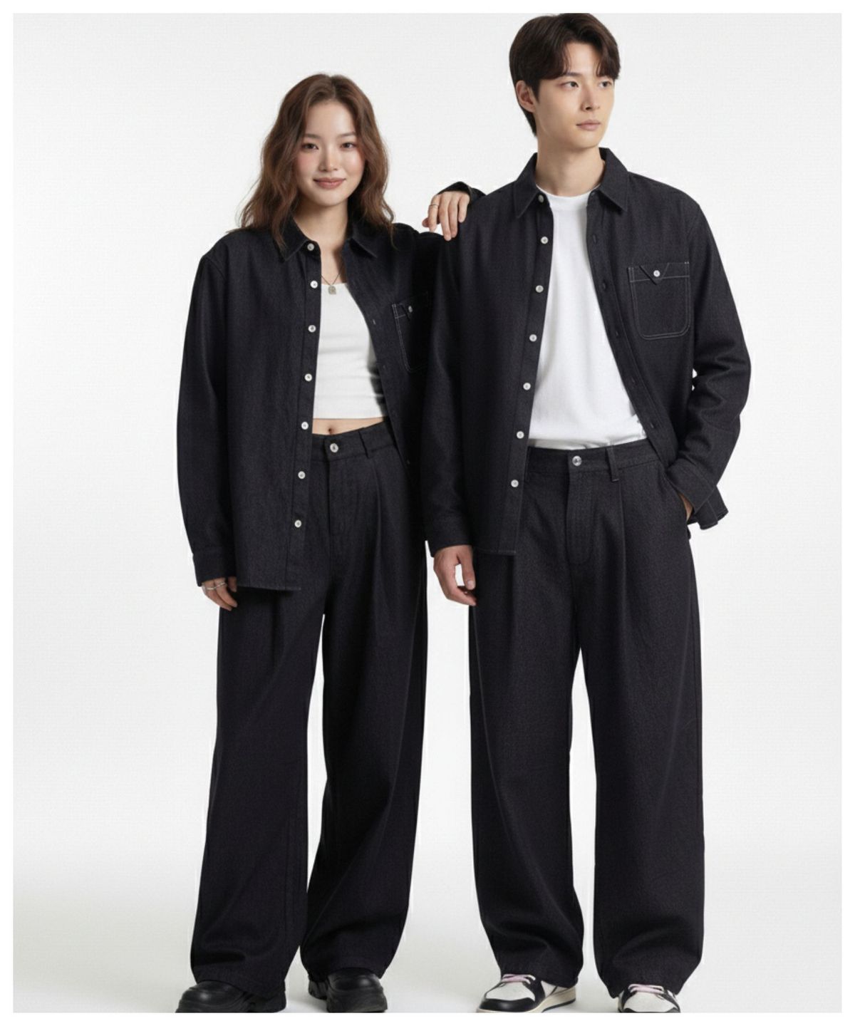 더블제이디(DOUBLE JD) 생지 반 밴딩 WIDE 팬츠