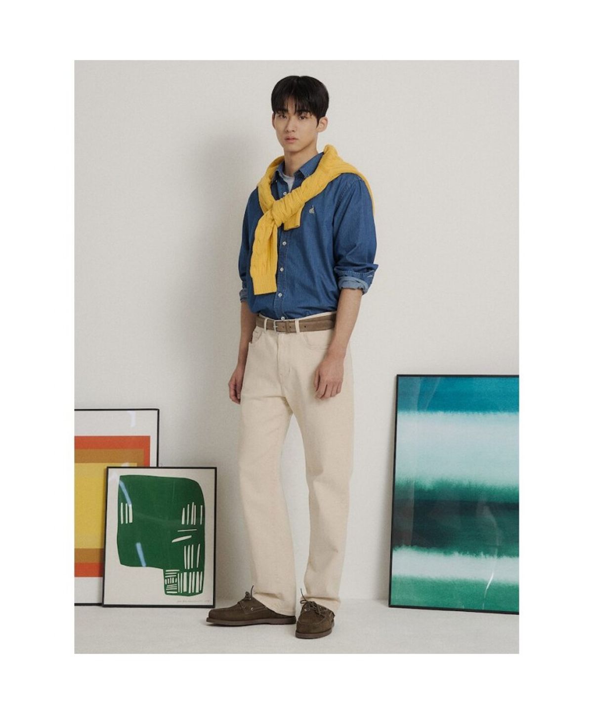 빈폴 멘(BEANPOLE MEN) [Essential] 남녀공용 데님 셔츠  블루
