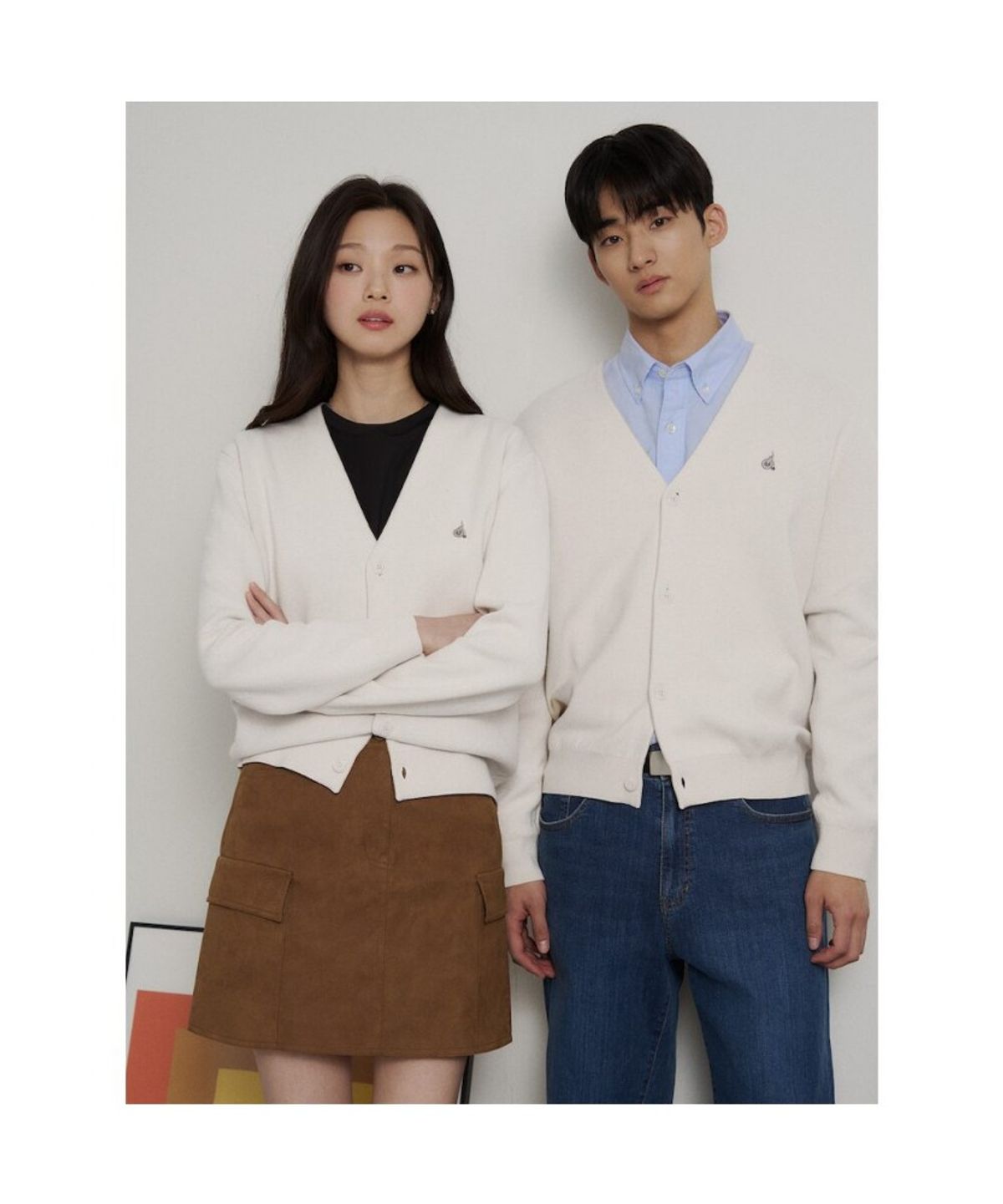 빈폴 멘(BEANPOLE MEN) [Essential] 남녀공용 코튼 베럴비 카디건  아이보리