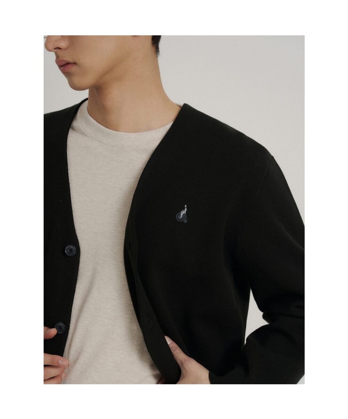 빈폴 멘(BEANPOLE MEN) [Essential] 남녀공용 코튼 베럴비 카디건  블랙