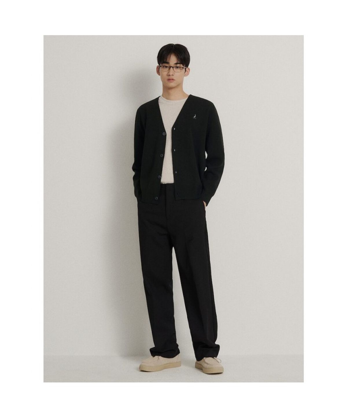 빈폴 멘(BEANPOLE MEN) [Essential] 남녀공용 코튼 베럴비 카디건  블랙