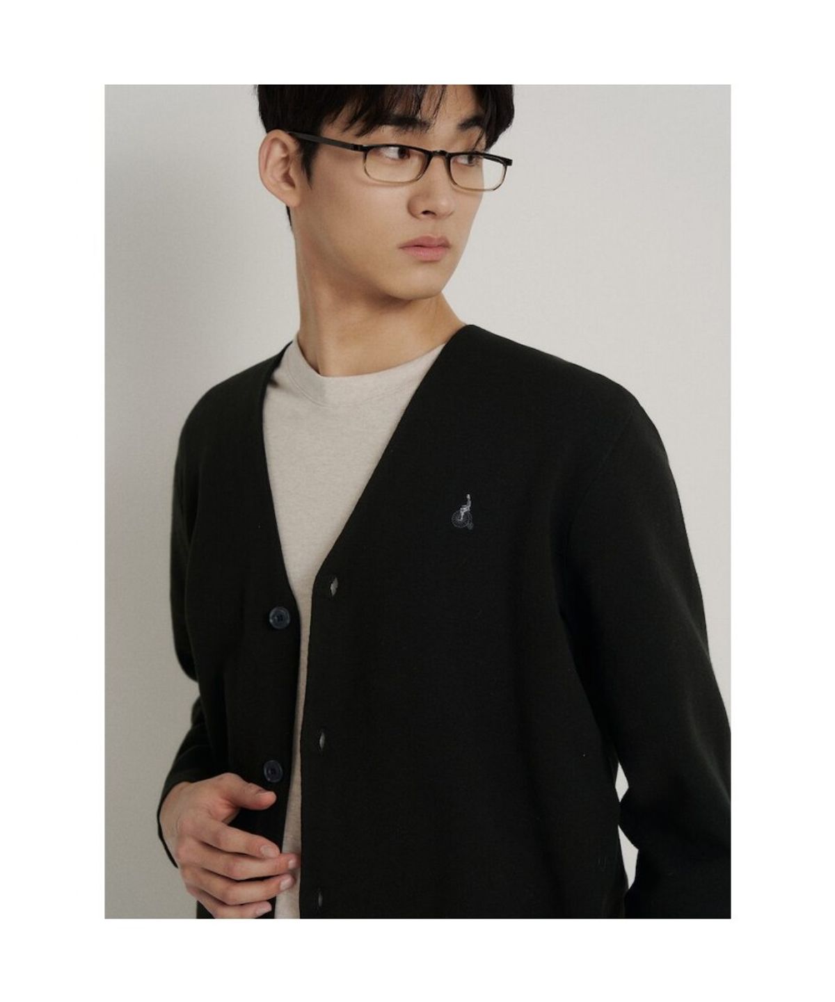 빈폴 멘(BEANPOLE MEN) [Essential] 남녀공용 코튼 베럴비 카디건  블랙