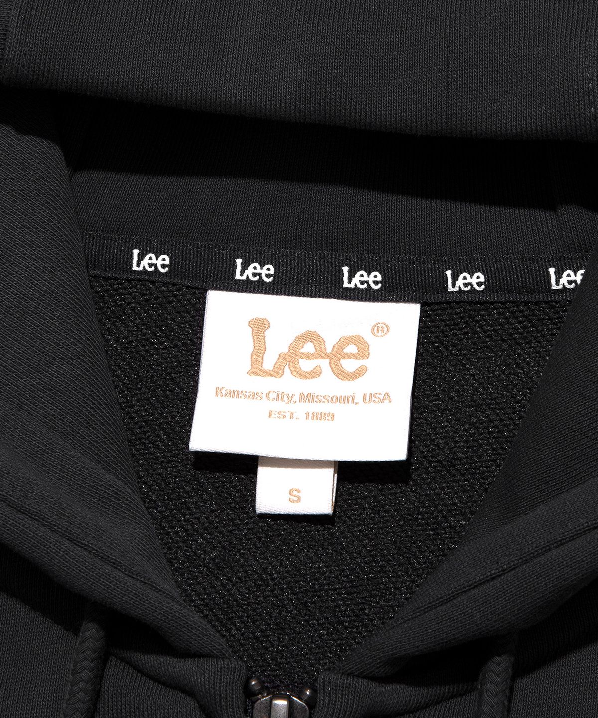리(LEE) 우먼 빈티지 로고 릴랙스드 후드집업 챠콜