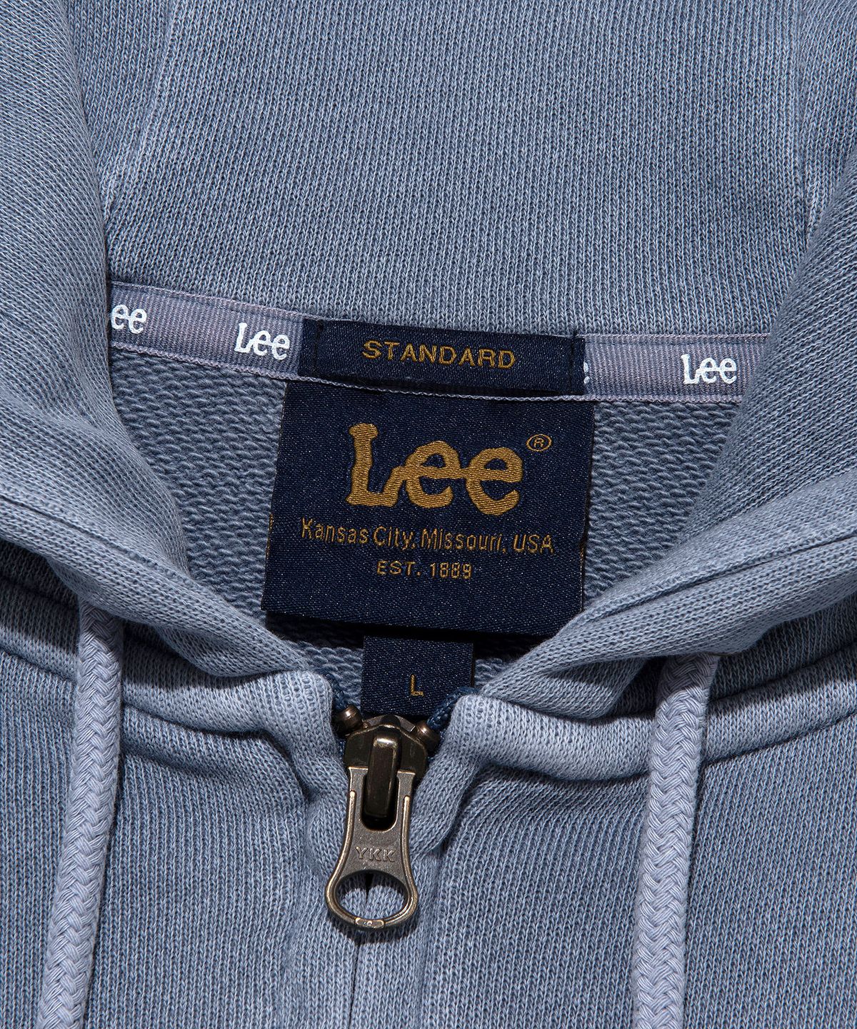 리(LEE) 다이드 라벨 후드 집업 피그먼트 블루