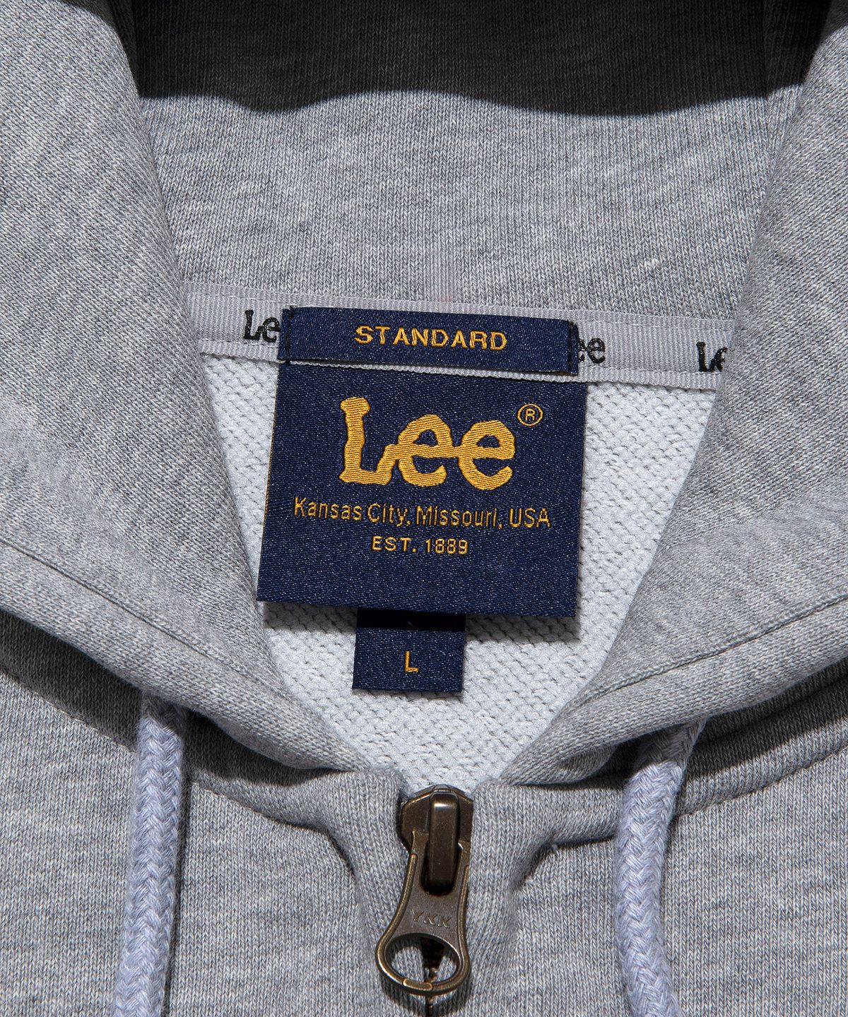 리(LEE) 컬리지 로고 후드 집업 그레이