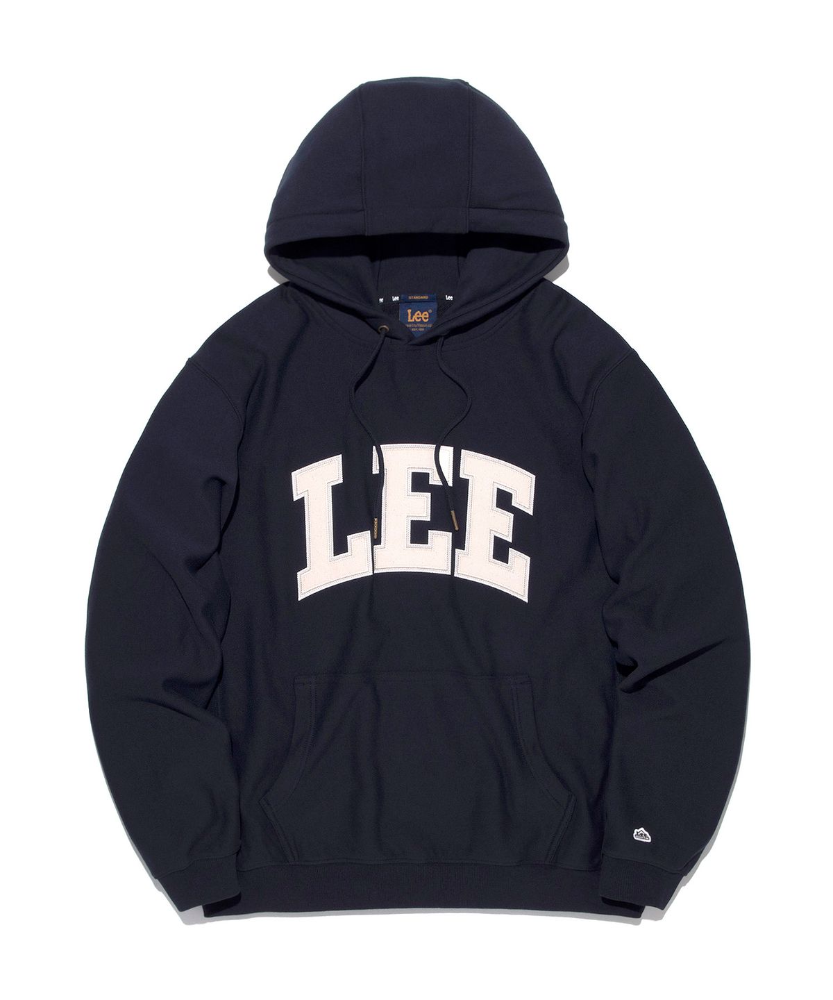 리(LEE) 데님 아플리케 로고 후드 네이비
