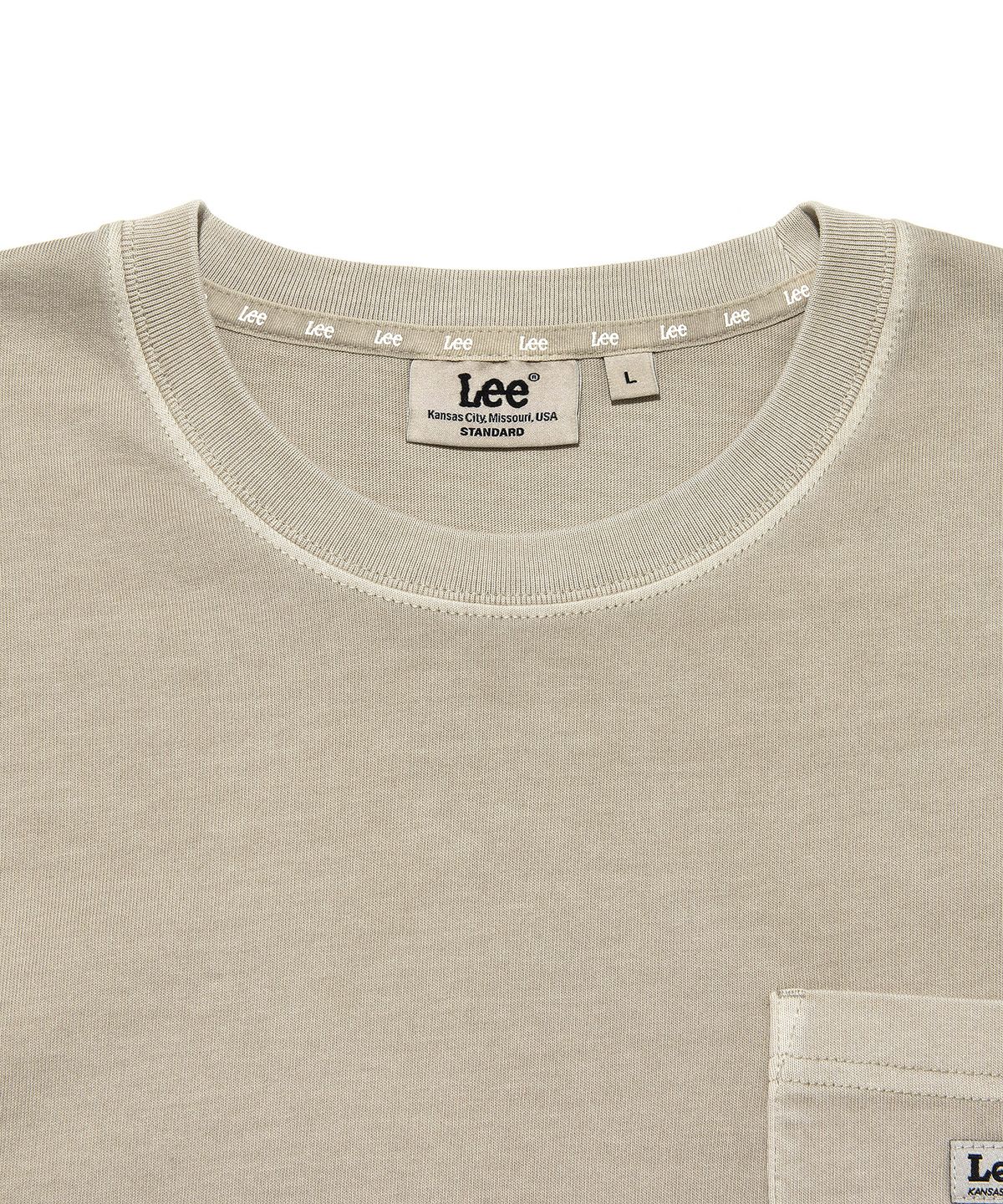 리(LEE) 다이드 라벨 긴팔 티셔츠 피그먼트 그레이