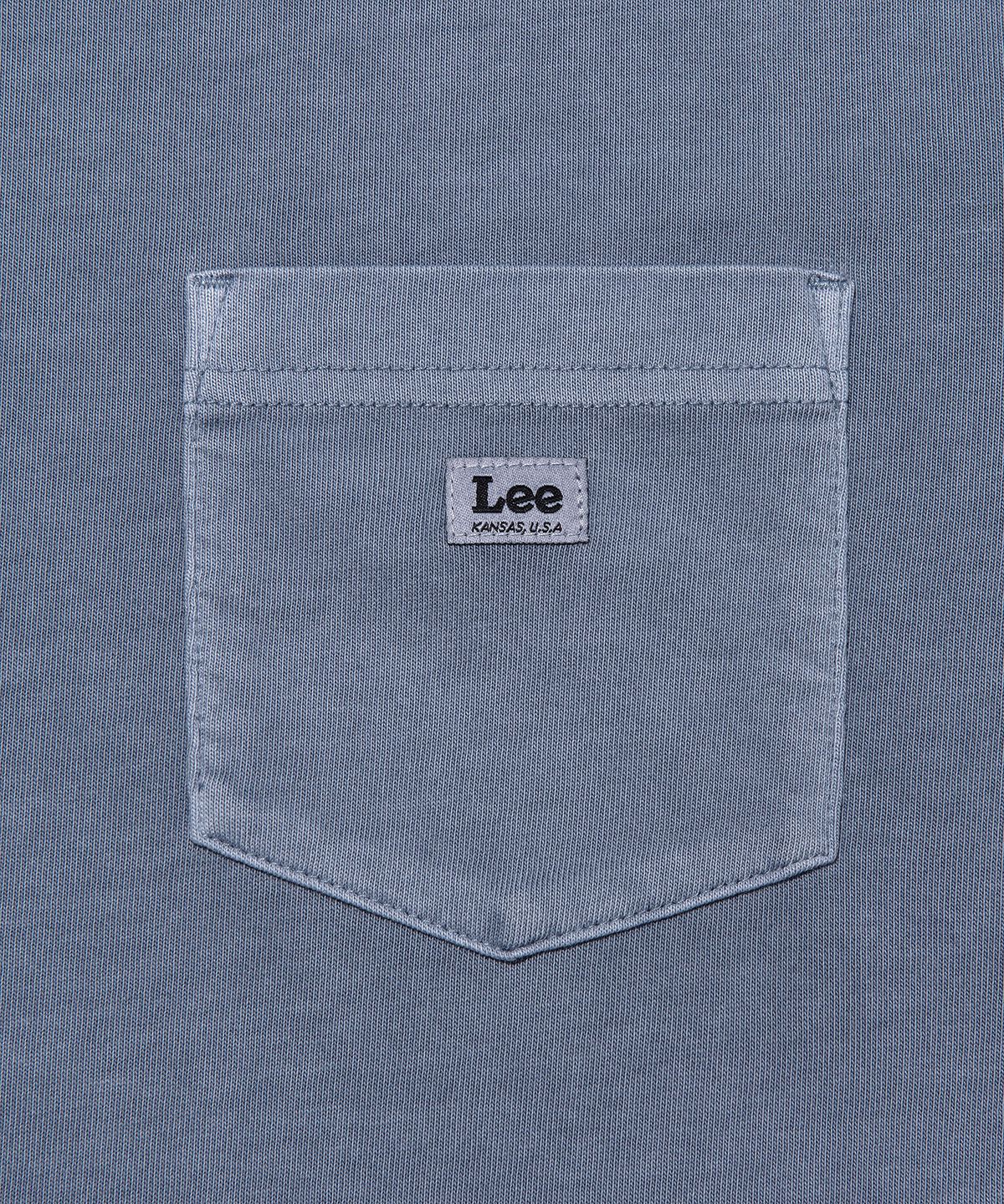 리(LEE) 다이드 라벨 긴팔 티셔츠 피그먼트 블루