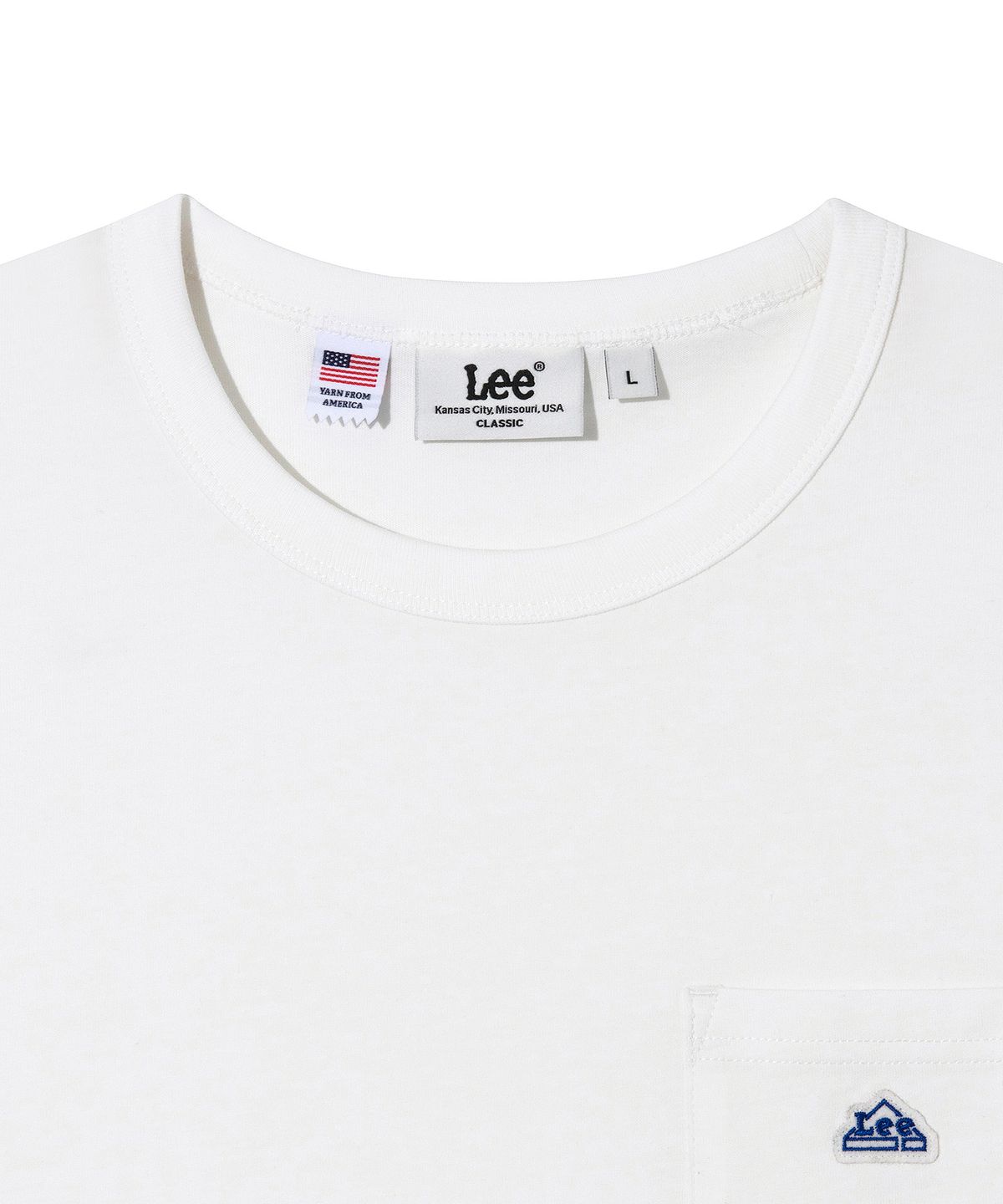 리(LEE) 하우스 로고 포켓 반팔 티셔츠 화이트