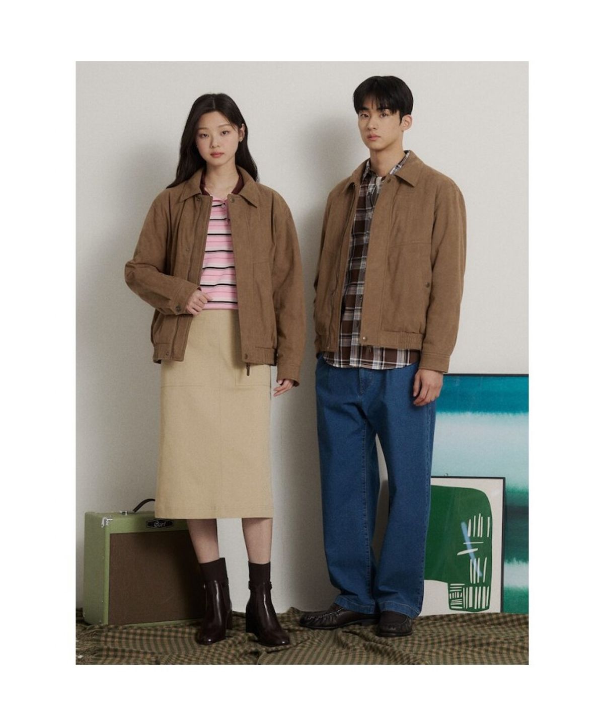 빈폴 멘(BEANPOLE MEN) 페이크 스웨이드 패딩 아우터  옐로이시 브라운