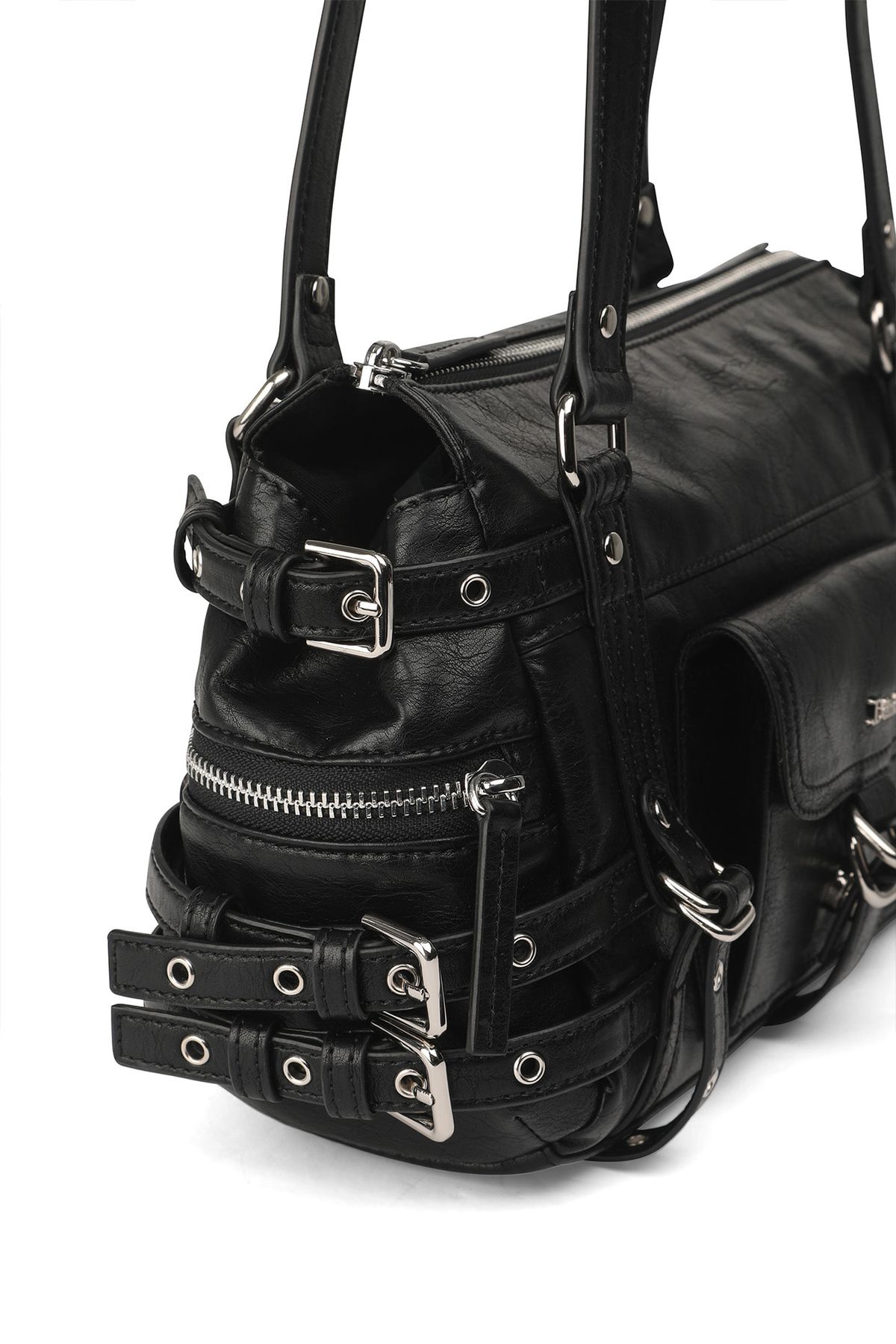 다이닛(DEINET) BELTED POCKET MINI SHOULDER BAG IN BLACK