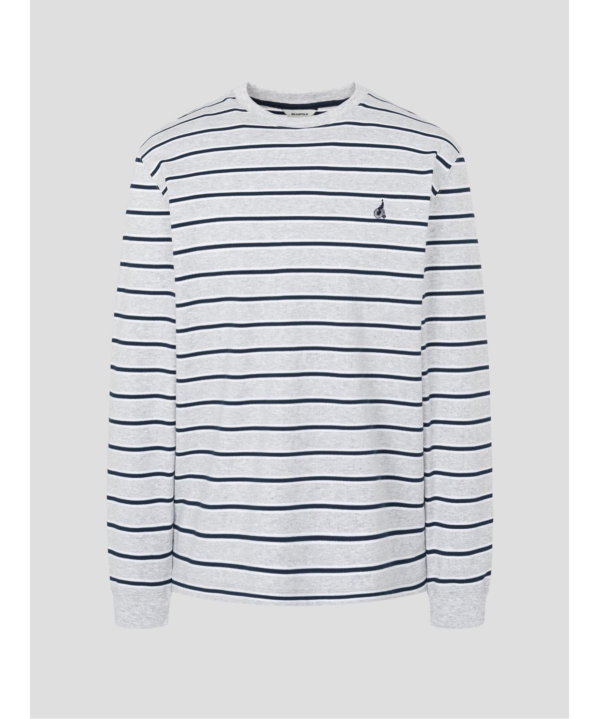 빈폴 멘(BEANPOLE MEN) 멀티 스트라이프 라운드넥 긴소매 티셔츠  그레이