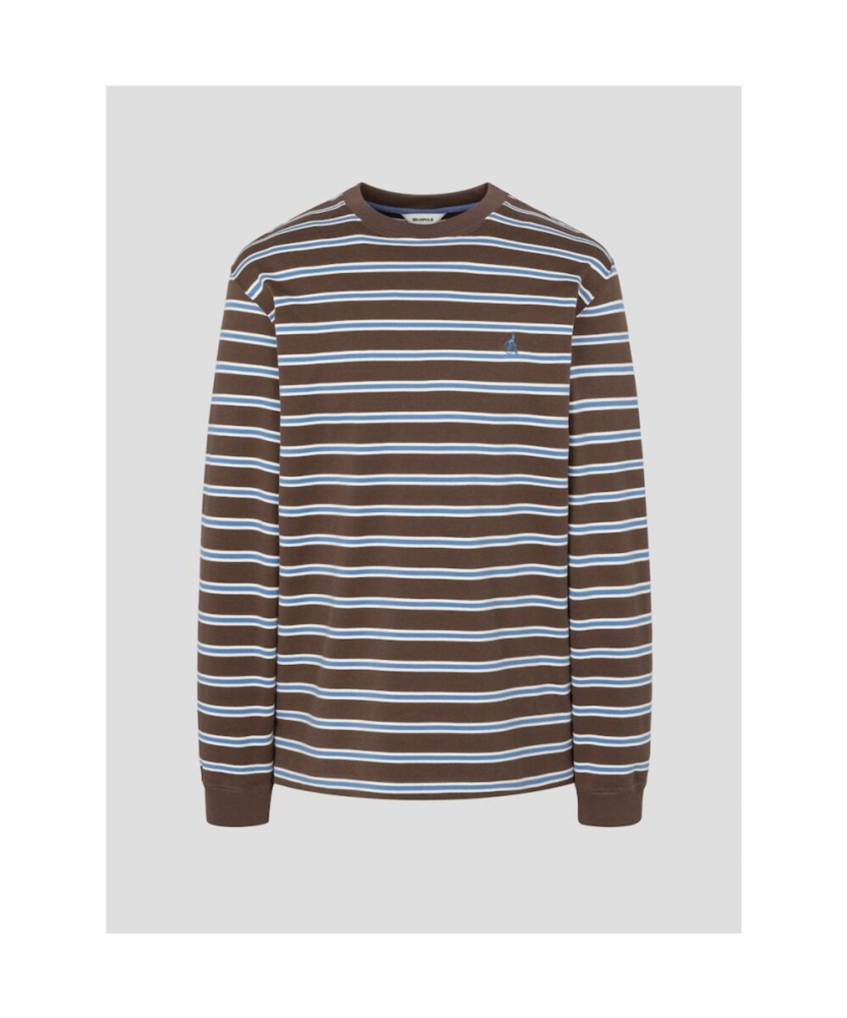 빈폴 멘(BEANPOLE MEN) 멀티 스트라이프 라운드넥 긴소매 티셔츠  브라운