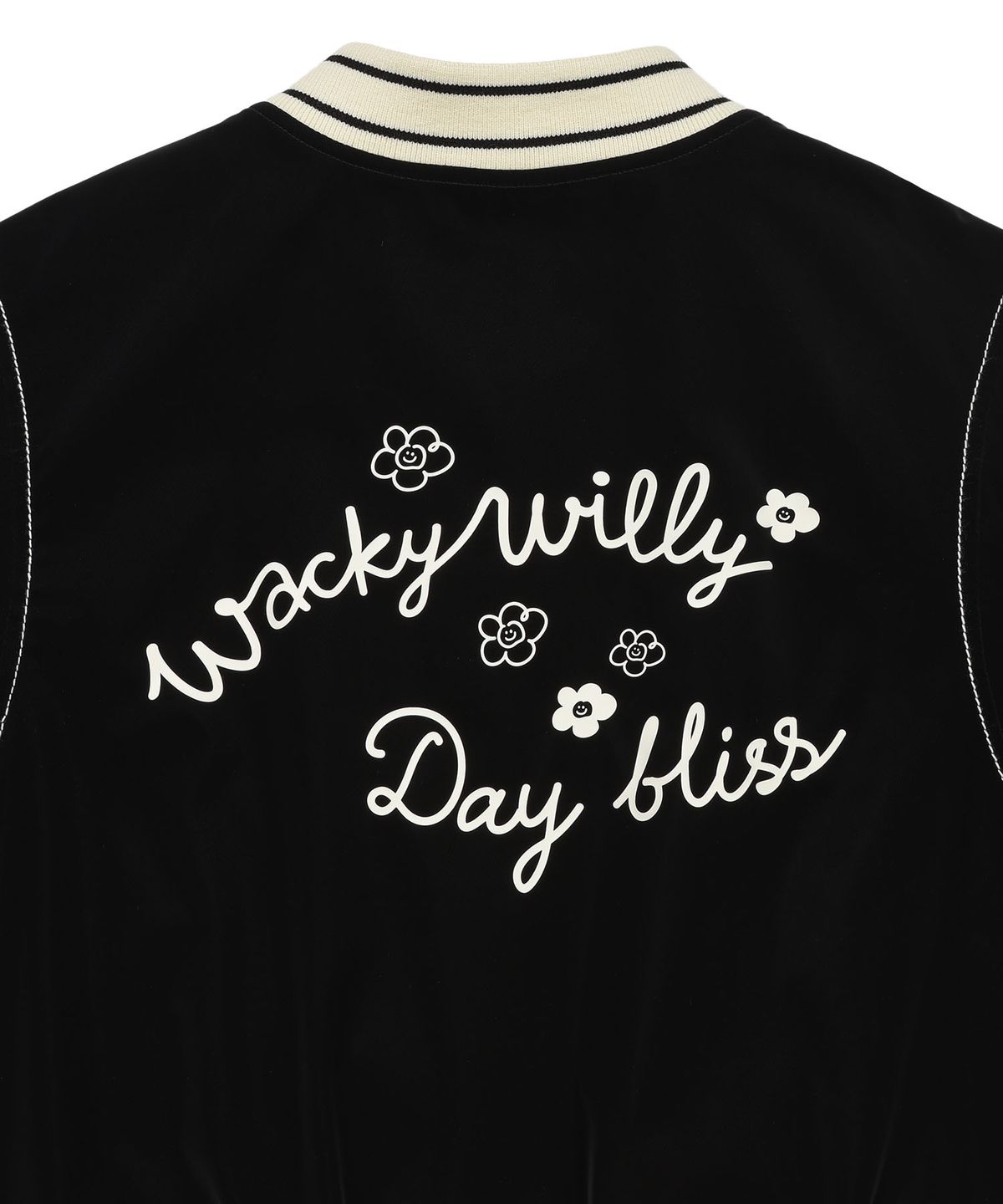 와키윌리(WACKY WILLY) 우먼스 벨벳 라이크 바시티 자켓 블랙