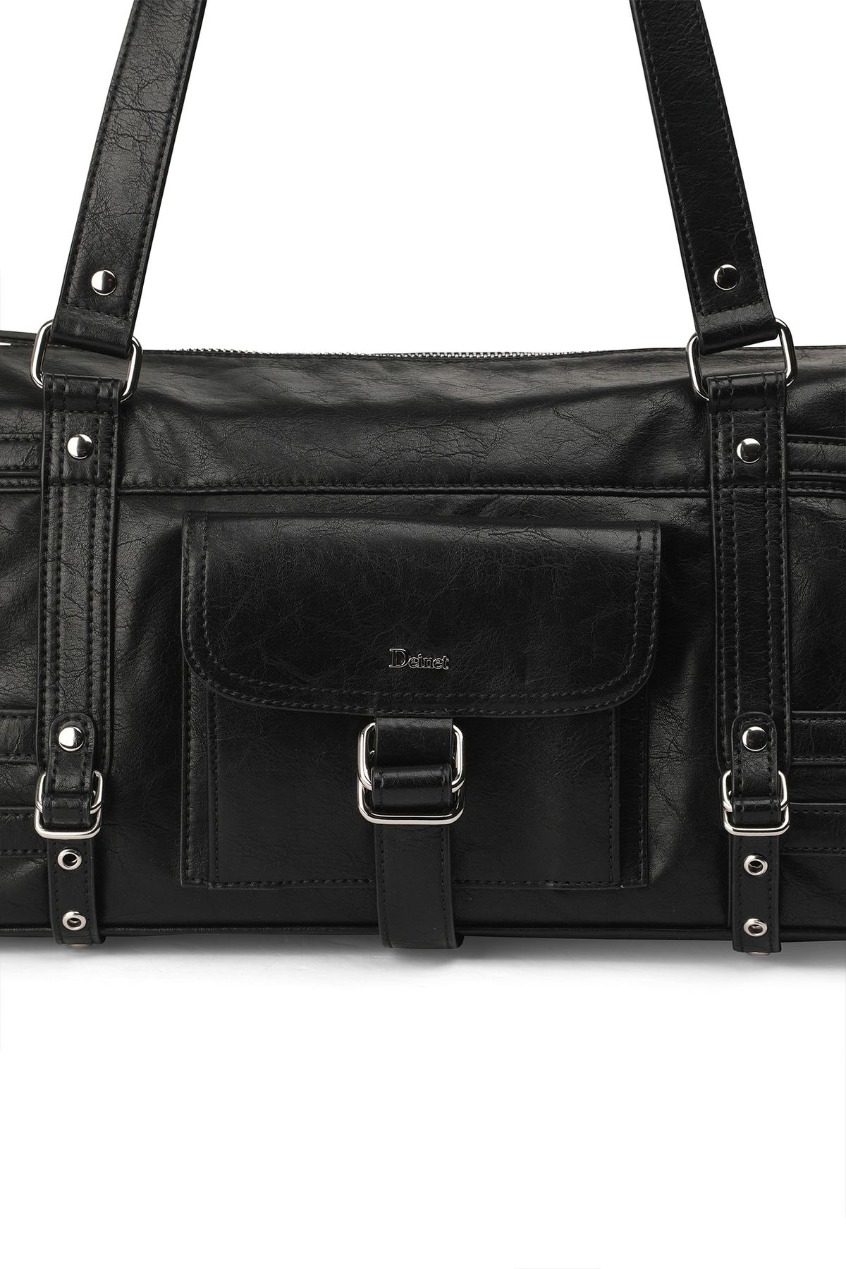 다이닛(DEINET) BELTED POCKET SHOULDER BAG IN BLACK