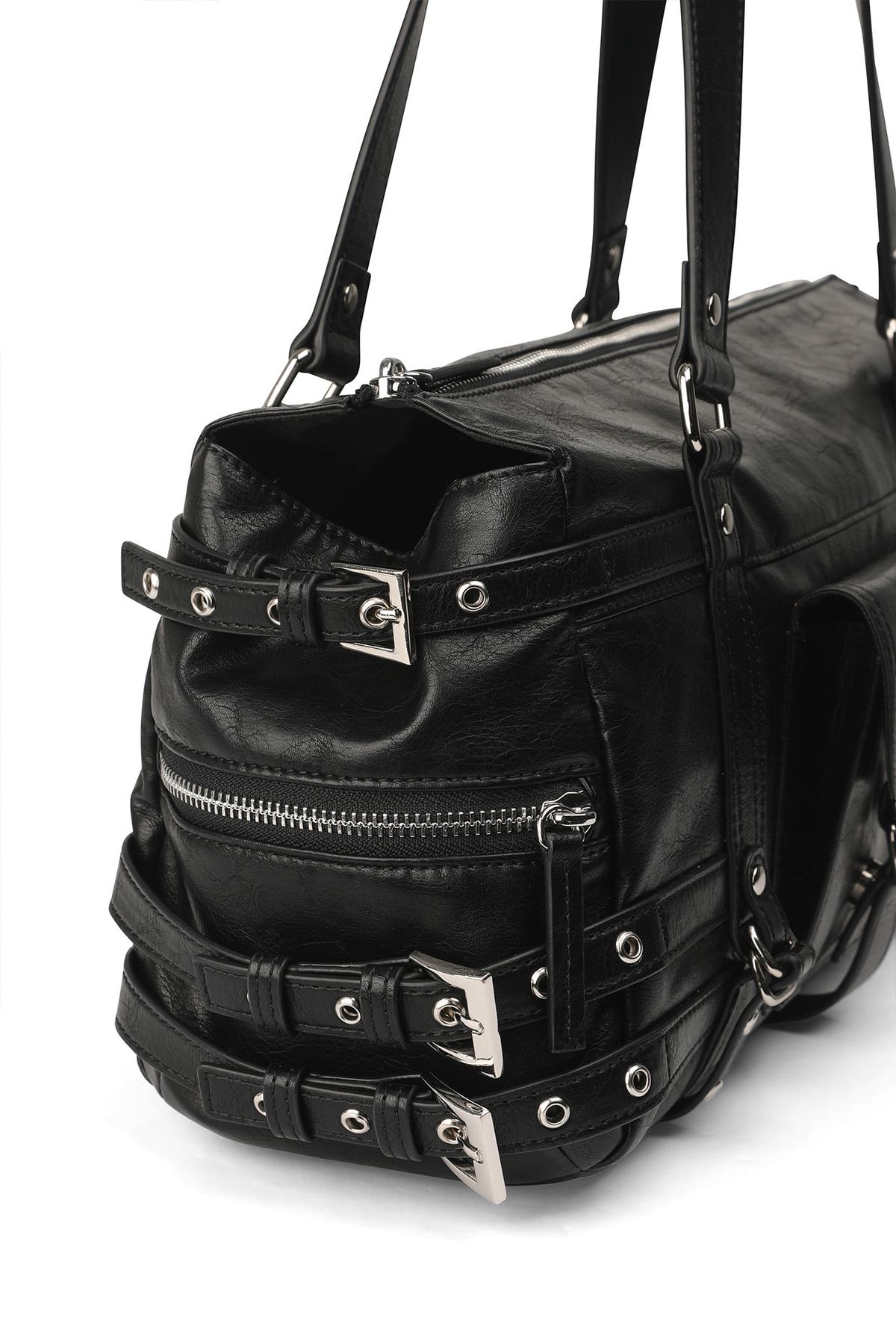다이닛(DEINET) BELTED POCKET SHOULDER BAG IN BLACK