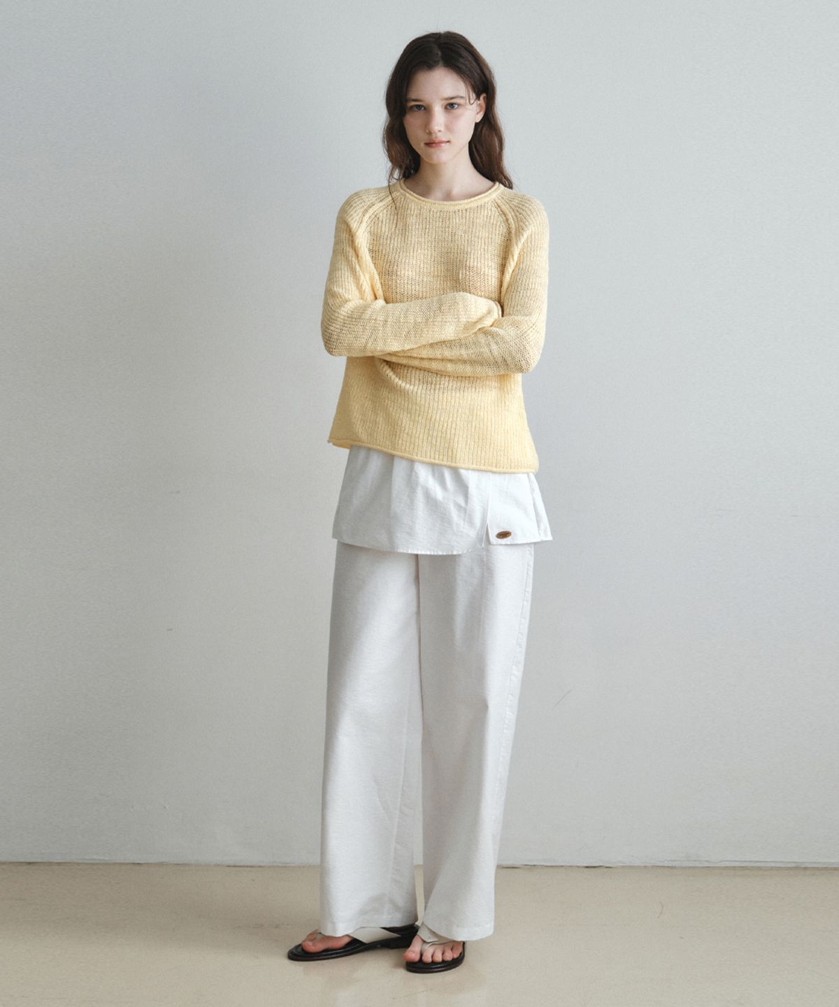 웬즈데이오아시스 포 우먼(WEDNESDAYOASISFORWOMEN) 믹스 랩 스커트 팬츠_WHITE(W26PT02)
