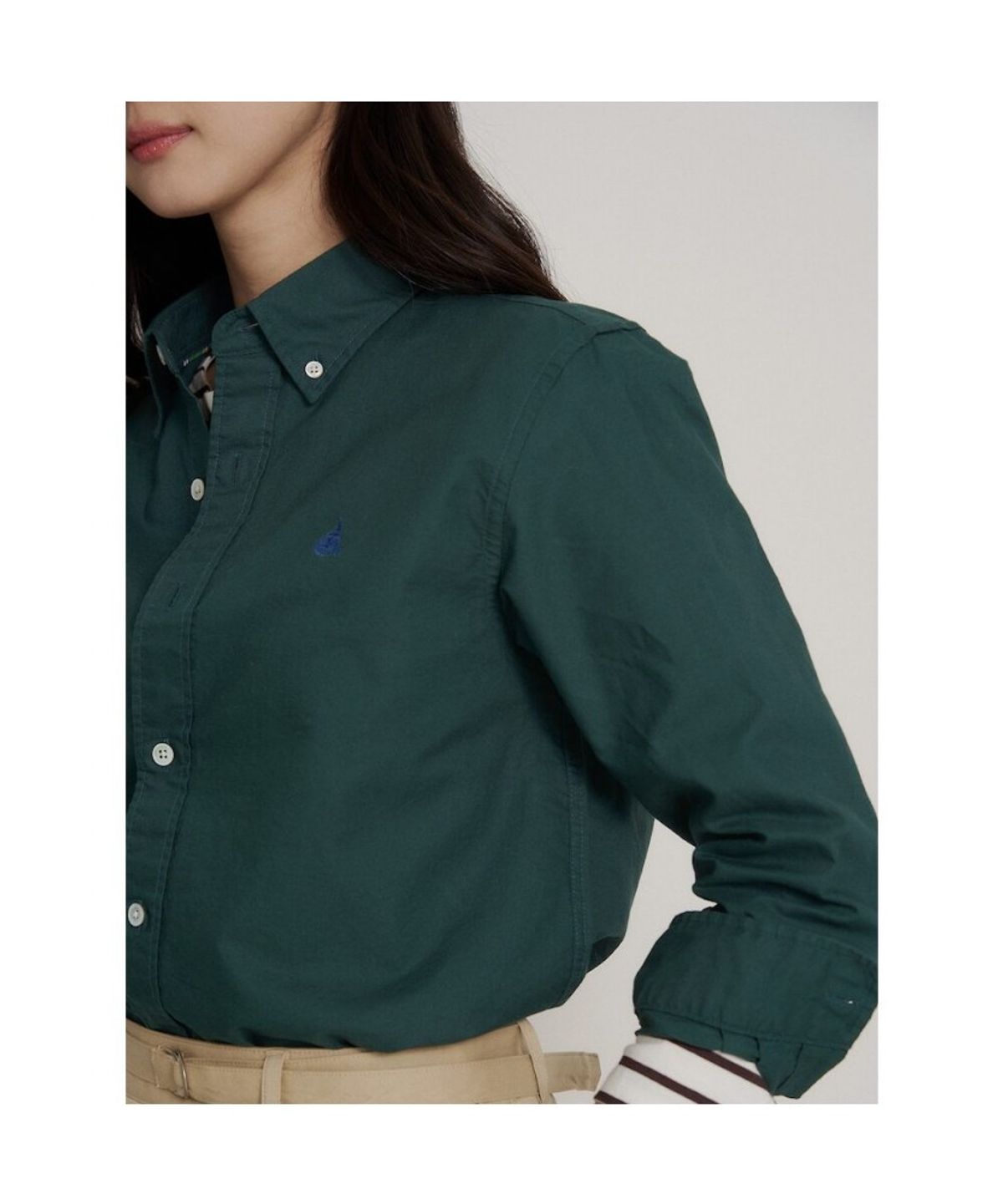 빈폴 멘(BEANPOLE MEN) [Essential] 남녀공용 옥스퍼드 솔리드 셔츠  그린