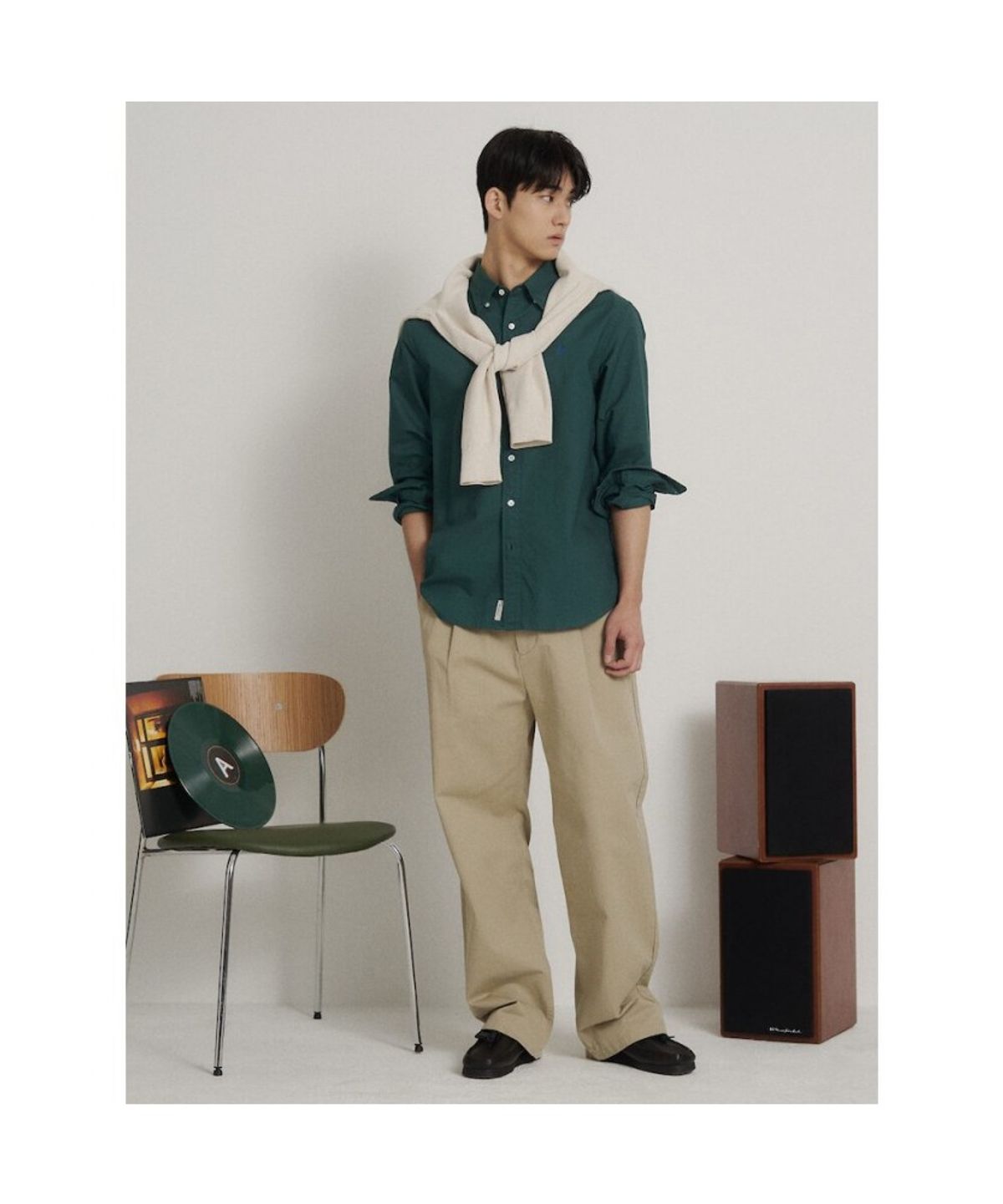 빈폴 멘(BEANPOLE MEN) [Essential] 남녀공용 옥스퍼드 솔리드 셔츠  그린