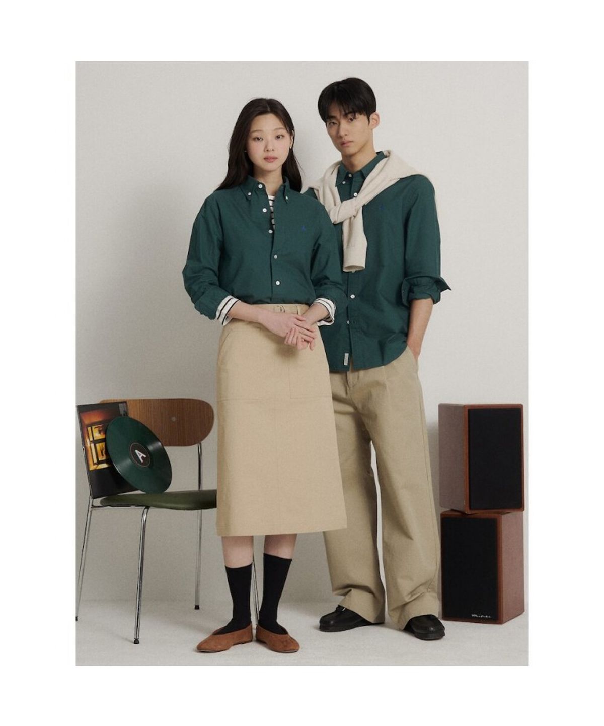 빈폴 멘(BEANPOLE MEN) [Essential] 남녀공용 옥스퍼드 솔리드 셔츠  그린
