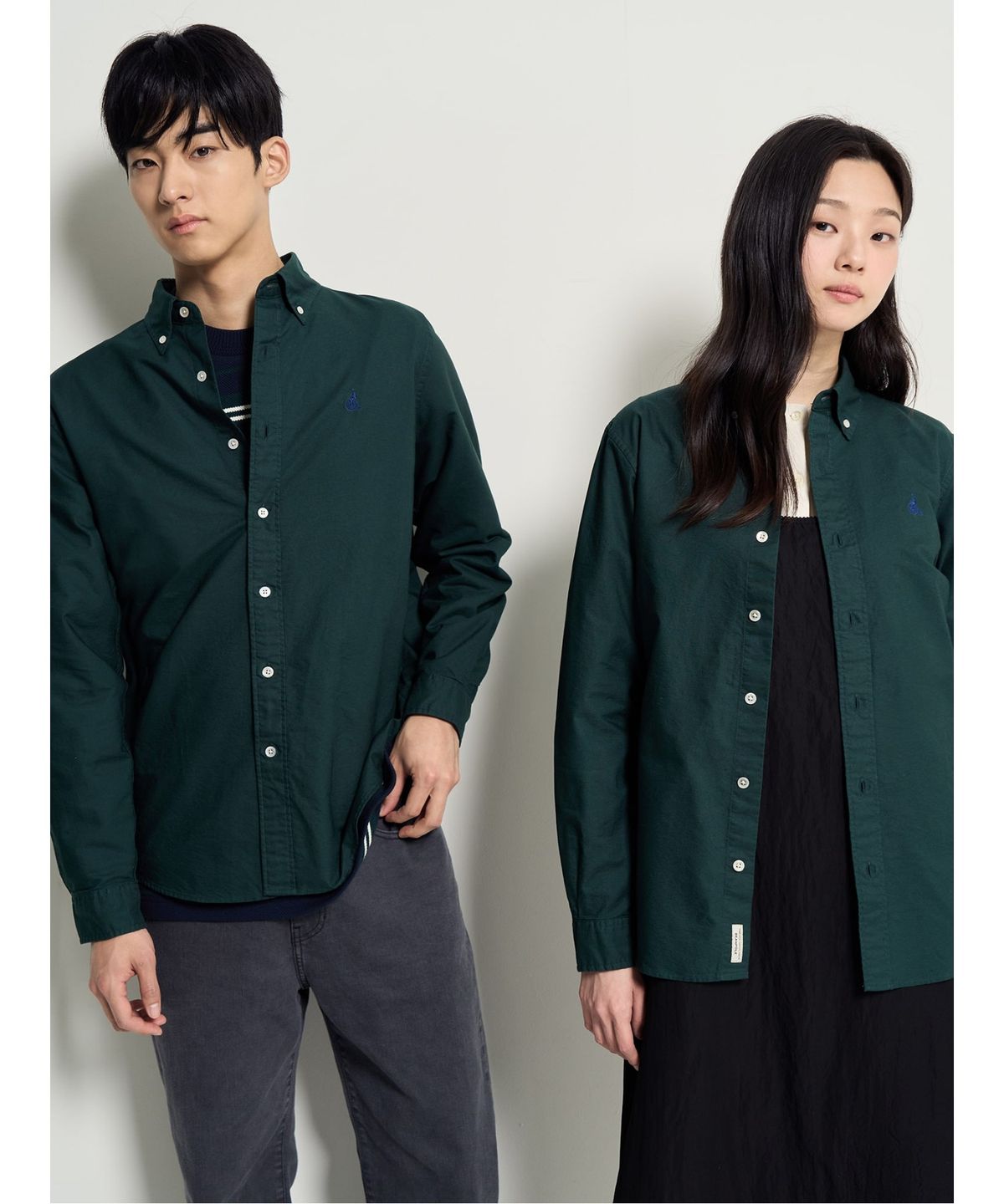 빈폴 멘(BEANPOLE MEN) [Essential] 남녀공용 옥스퍼드 솔리드 셔츠  그린
