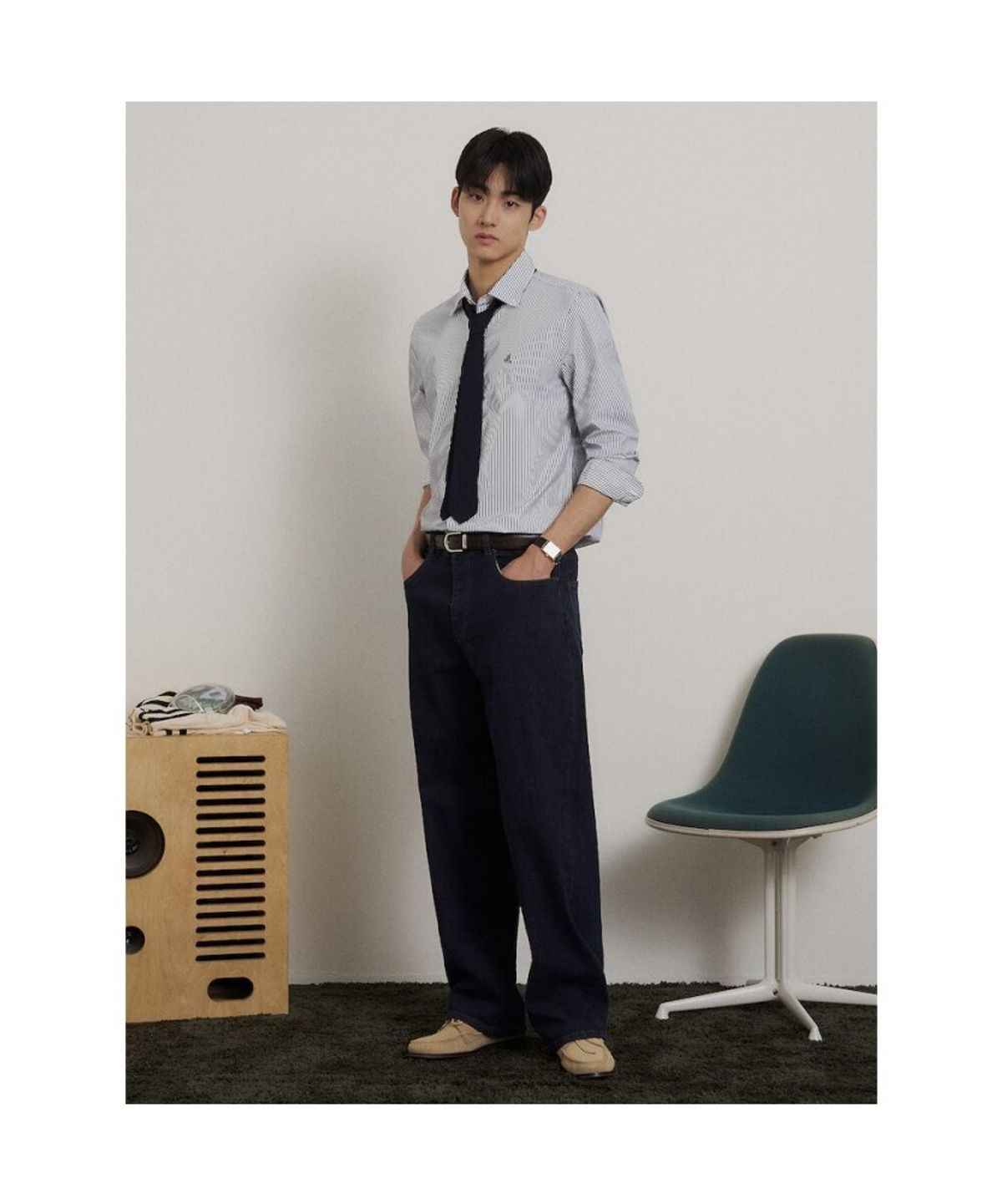 빈폴 멘(BEANPOLE MEN) [Essential] 플레인 스트라이프 셔츠  애쉬