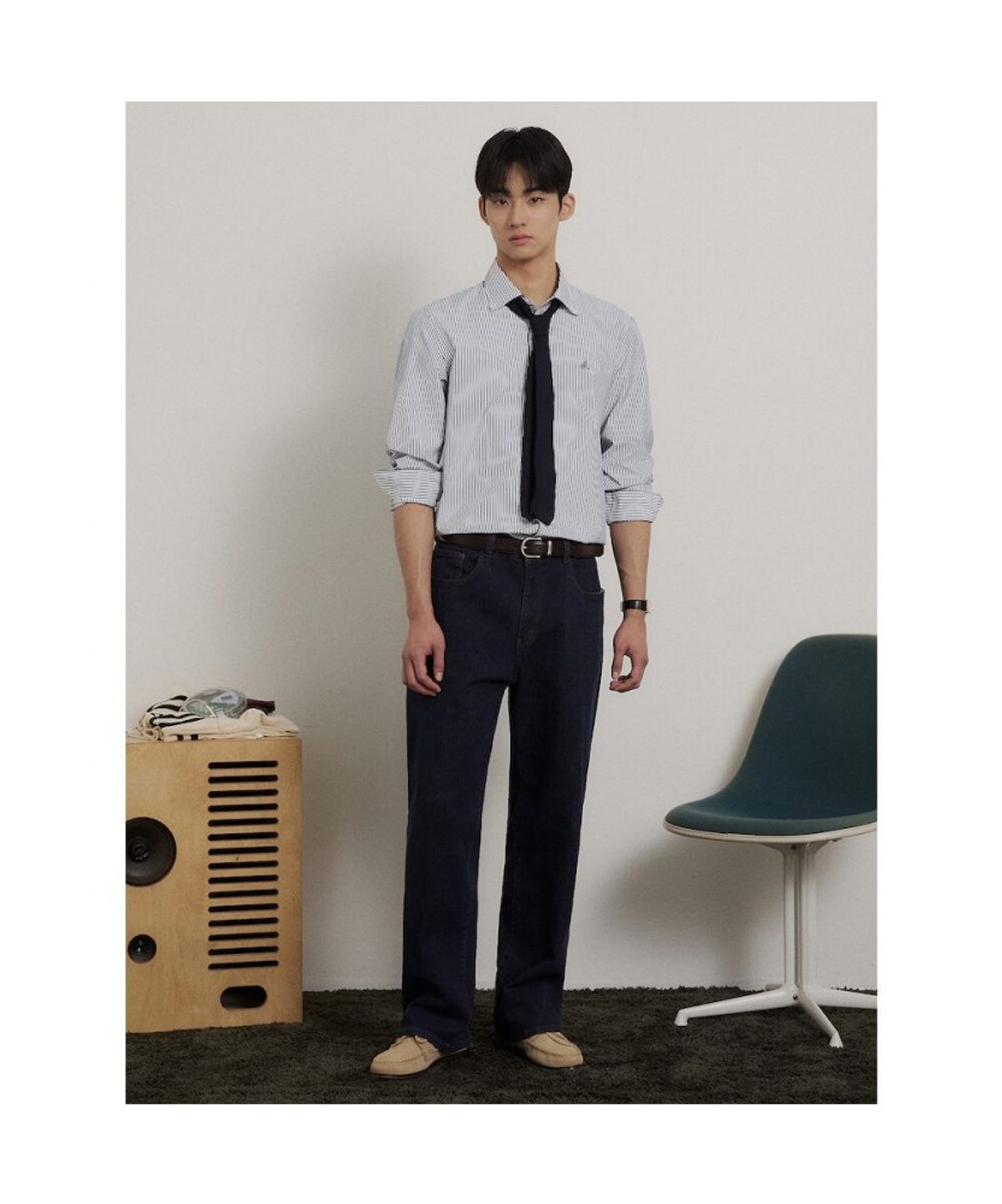 빈폴 멘(BEANPOLE MEN) [Essential] 플레인 스트라이프 셔츠  애쉬