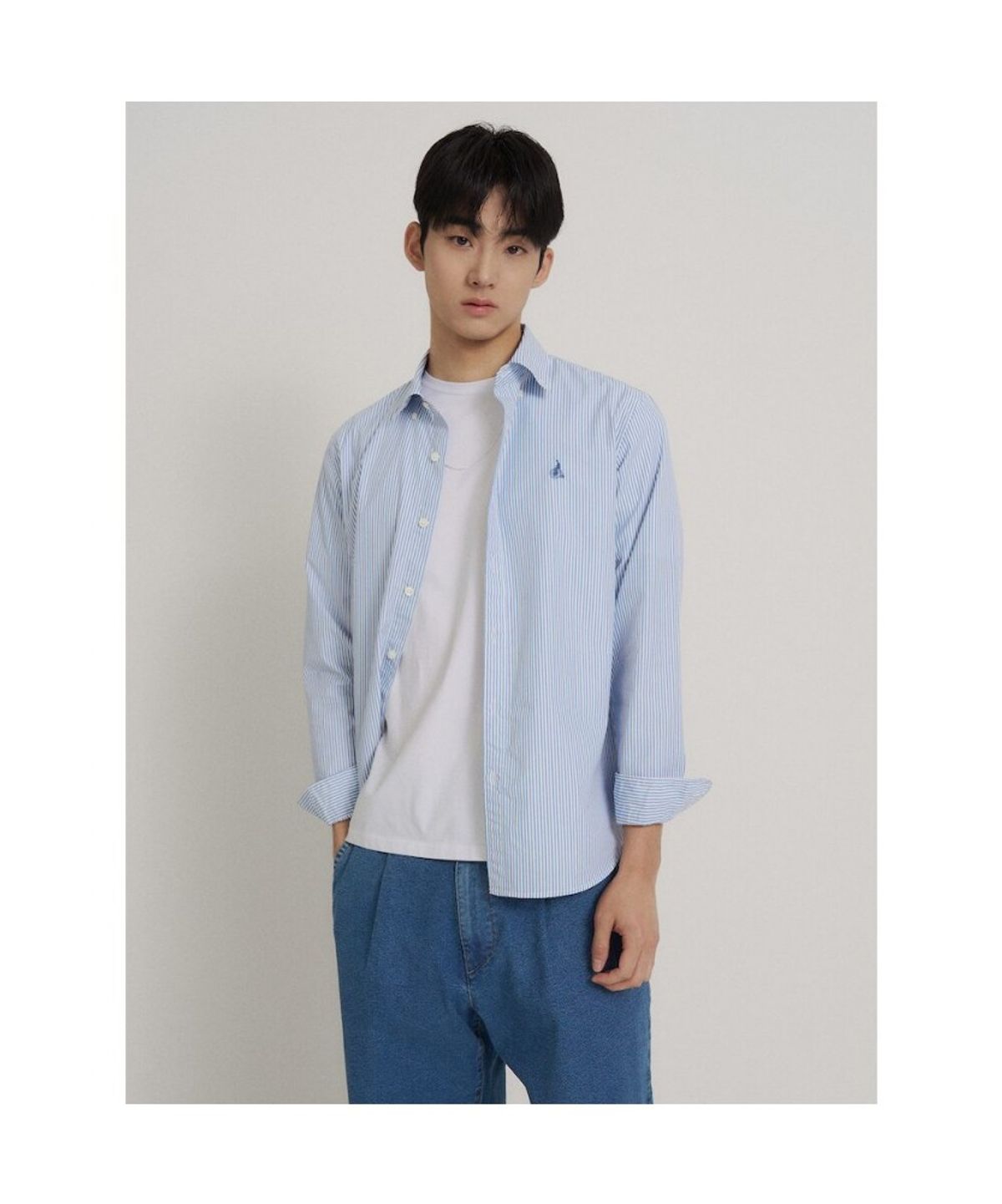 빈폴 멘(BEANPOLE MEN) [Essential] 플레인 스트라이프 셔츠  블루