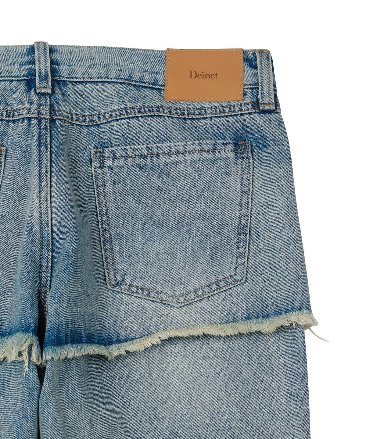 다이닛(DEINET) LAYERED SEMI BOOTSCUT DENIM PANTS IN LIGHT BLUE