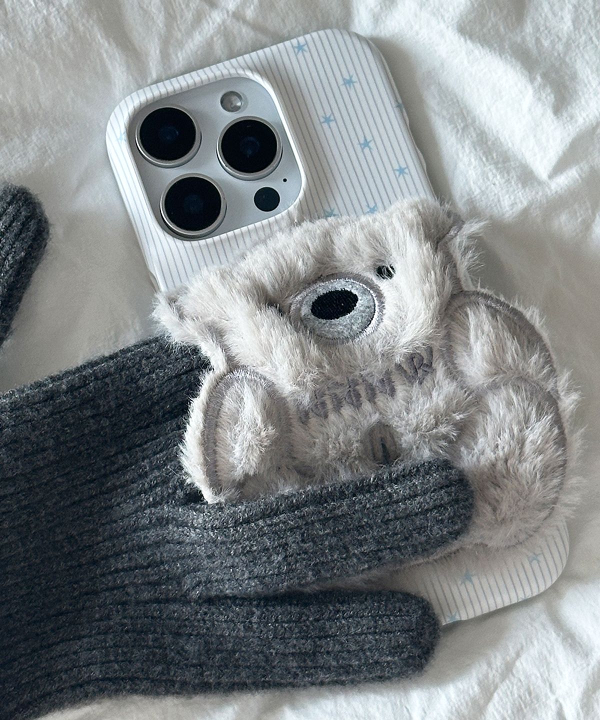 세컨드유니크네임(SECOND UNIQUE NAME) SUN CASE PATCH COZY BEAR GRAY
