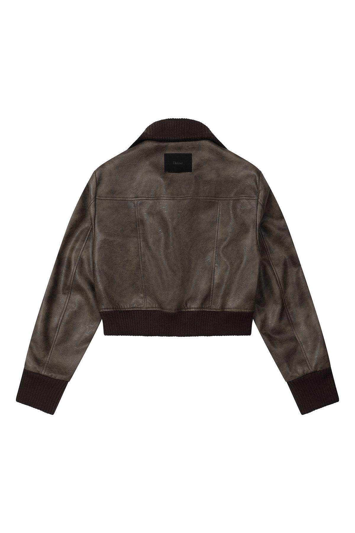 다이닛(DEINET) CRACKED FAUX LEATHER JACKET IN BROWN