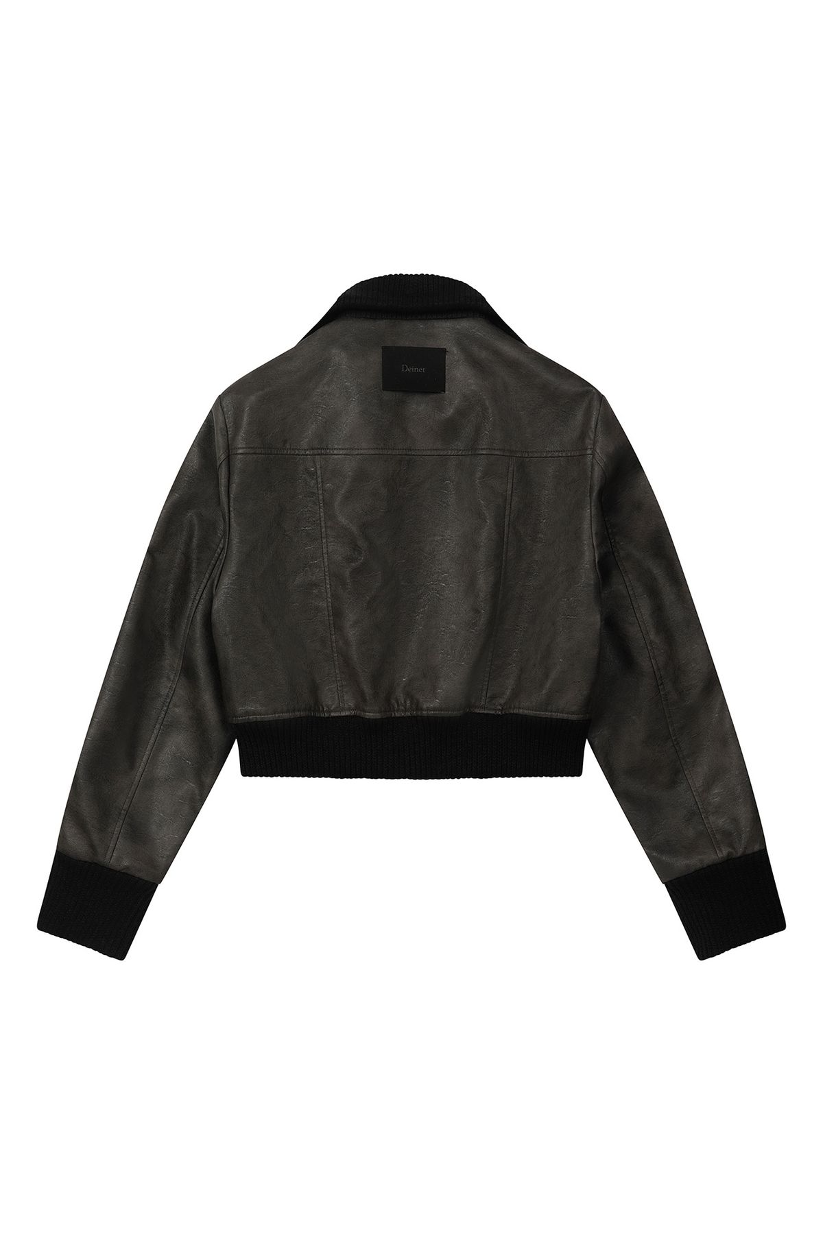 다이닛(DEINET) CRACKED FAUX LEATHER JACKET IN CHARCOAL