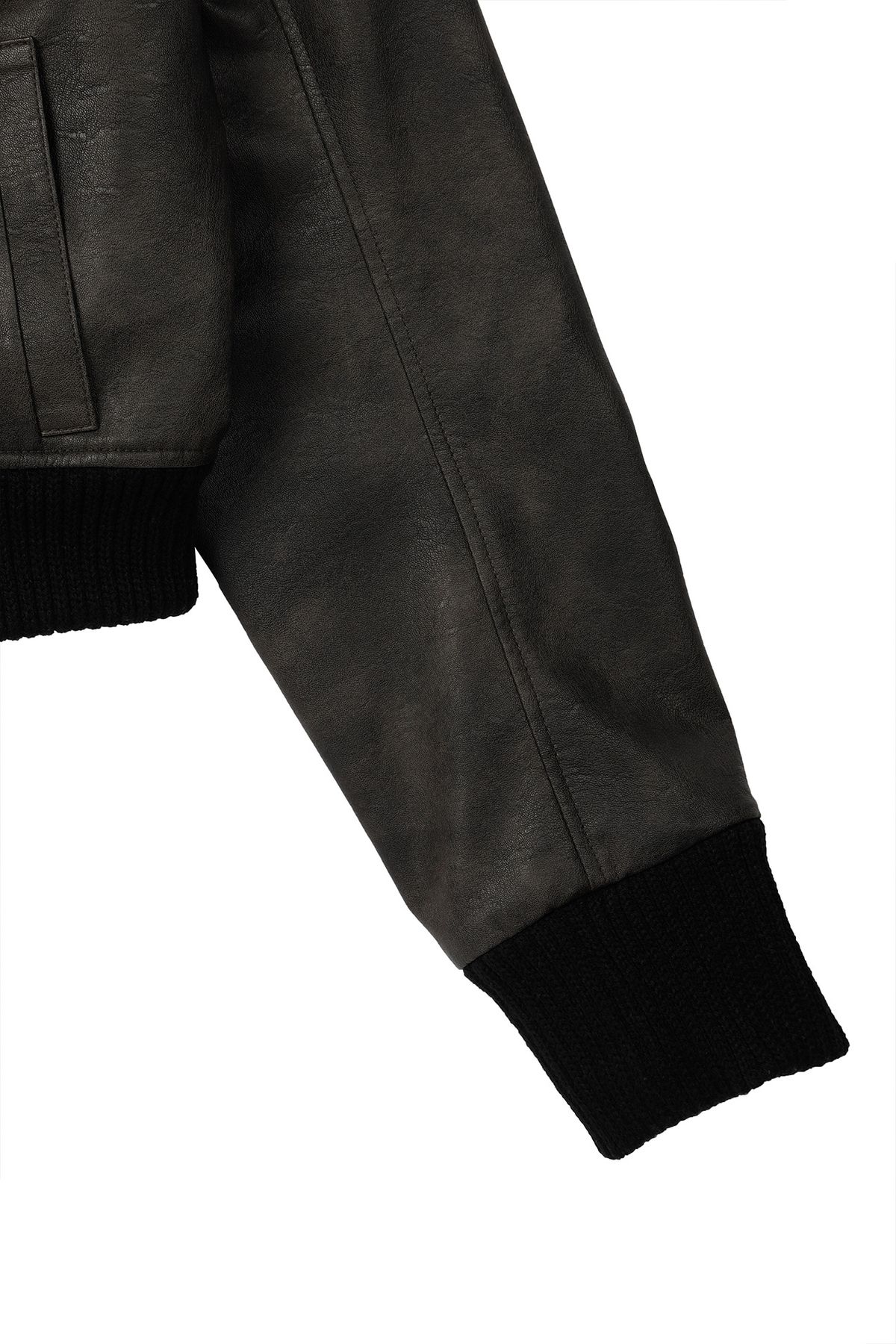 다이닛(DEINET) CRACKED FAUX LEATHER JACKET IN CHARCOAL