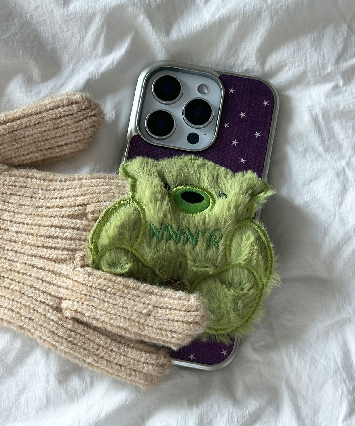 세컨드유니크네임(SECOND UNIQUE NAME) SUN CASE PATCH COZY BEAR GREEN (GLOSSY SILVER)