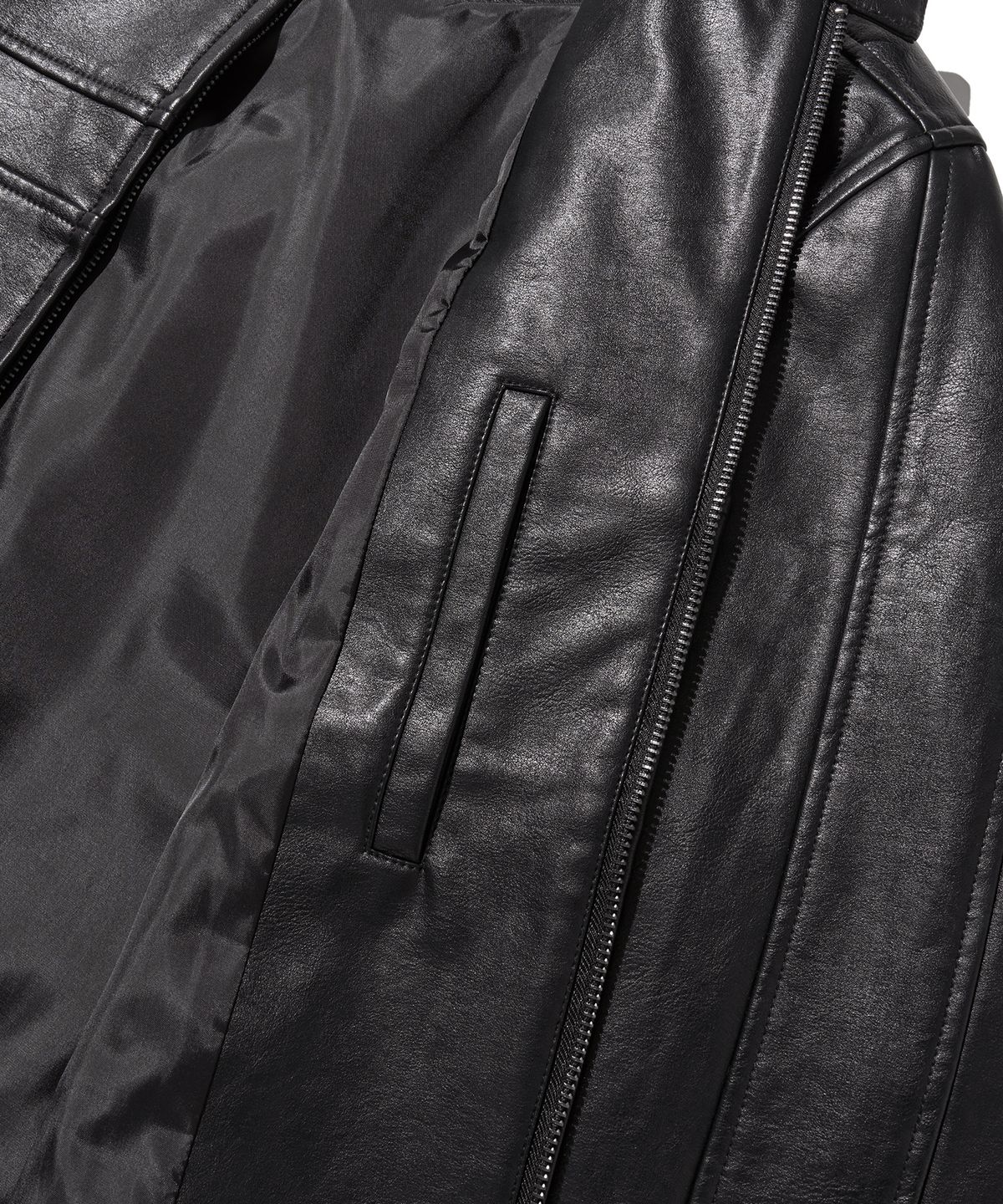 핍스 모터사이클(PHYPS MOTORCYCLE) Engineered Leather Motorcycle Jacket All Black