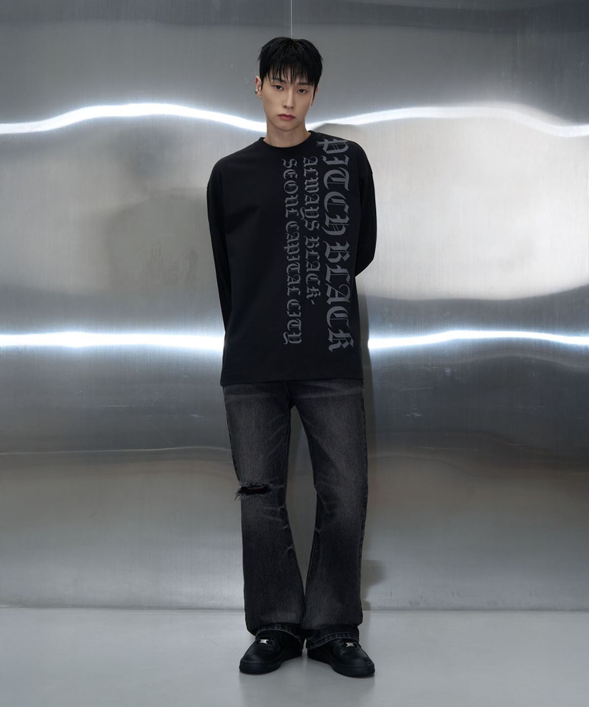 피치블랙(PITCHBLACK) BACK POCKET DENIM JEANS (WASHED BLACK)