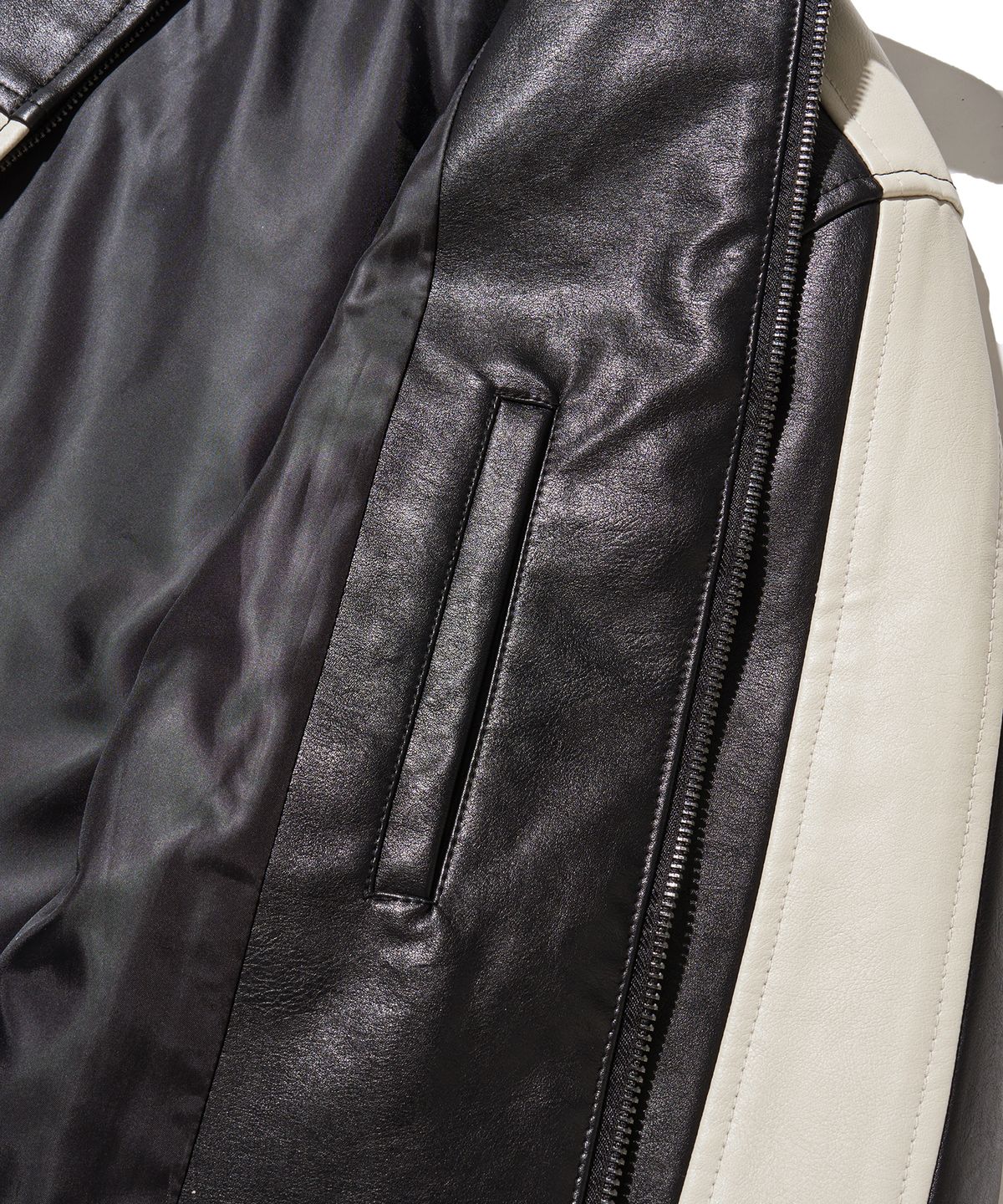 핍스 모터사이클(PHYPS MOTORCYCLE) Engineered Leather Motorcycle Jacket Black