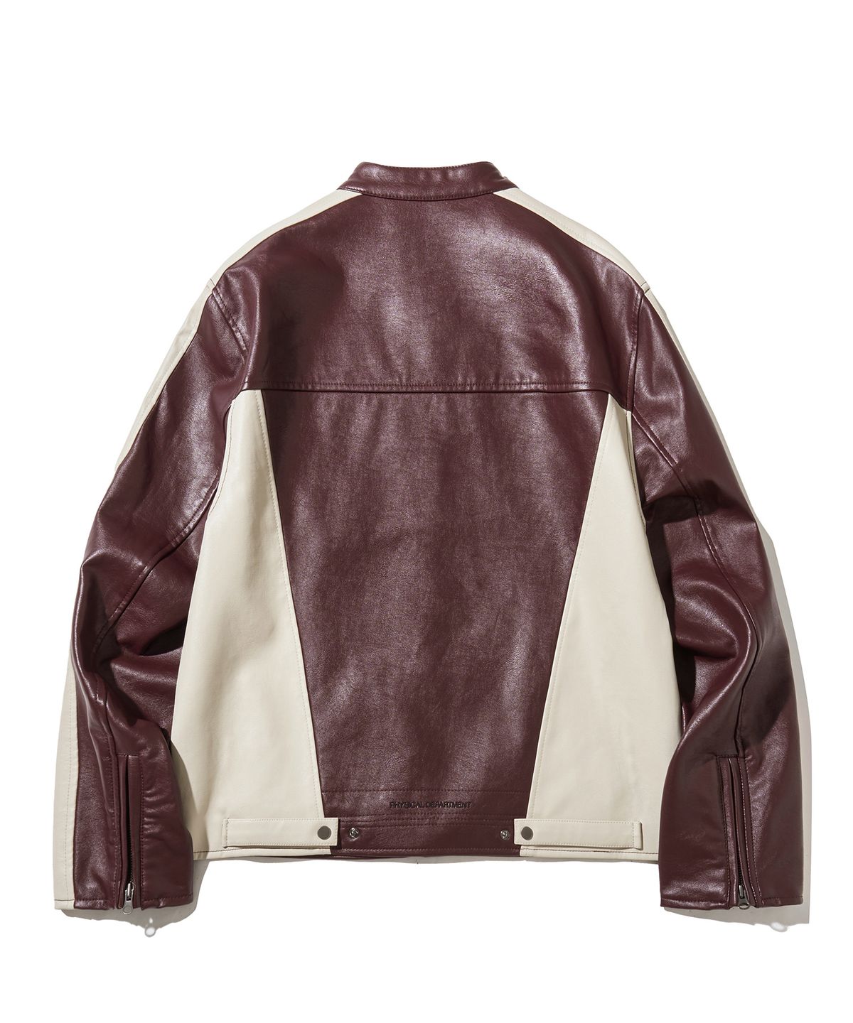핍스 모터사이클(PHYPS MOTORCYCLE) Engineered Leather Motorcycle Jacket Burgundy