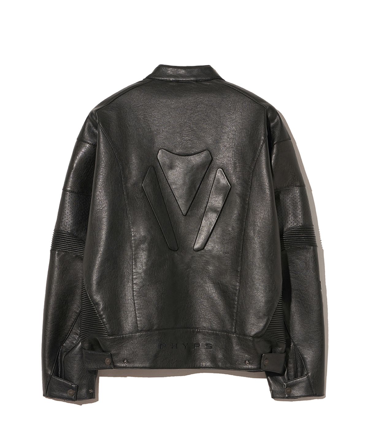 핍스 모터사이클(PHYPS MOTORCYCLE) Engineered Leather Original Motorcycle Jacket Black