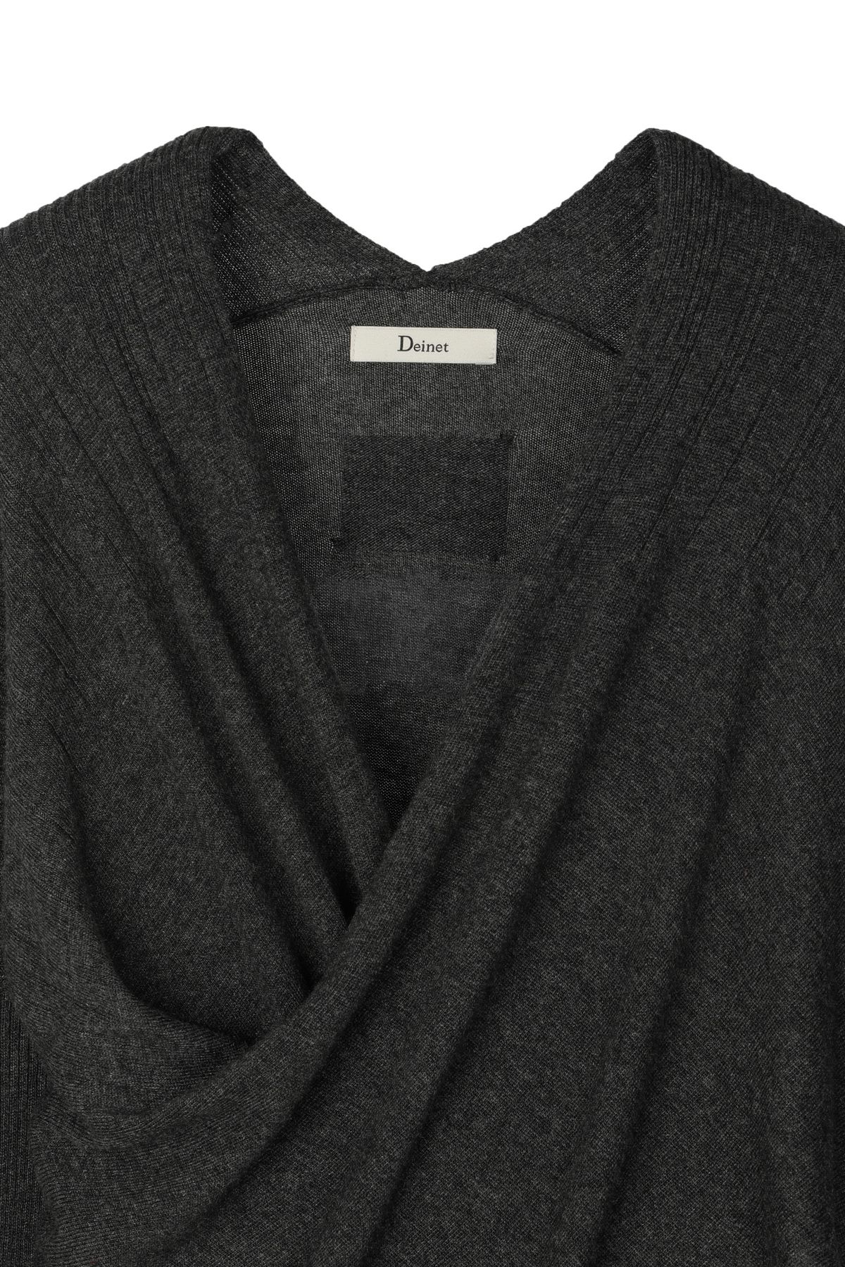 다이닛(DEINET) FLUID KNIT DRAPE CARDIGAN IN CHARCOAL