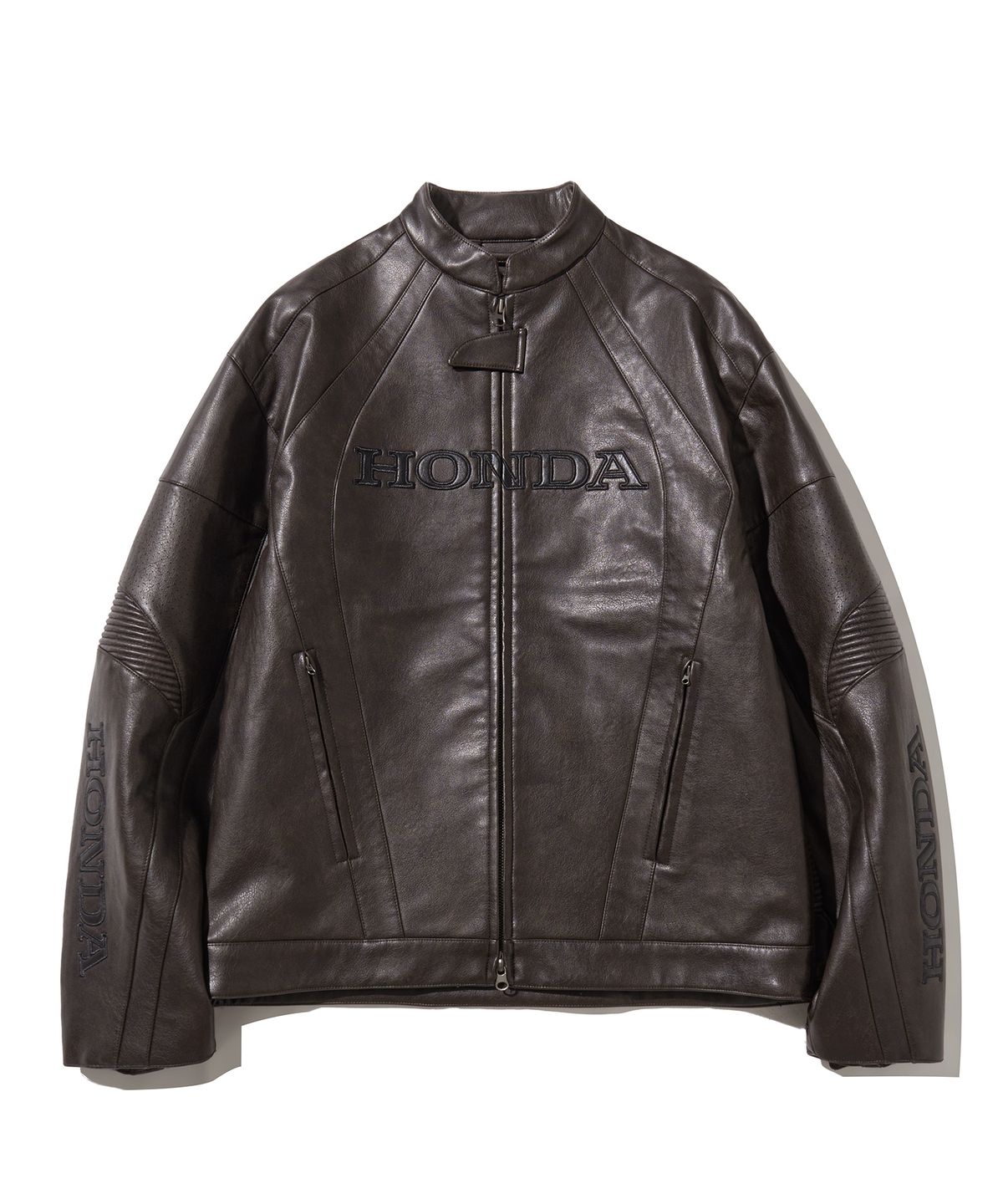 핍스 모터사이클(PHYPS MOTORCYCLE) Engineered Leather Original Motorcycle Jacket Brown
