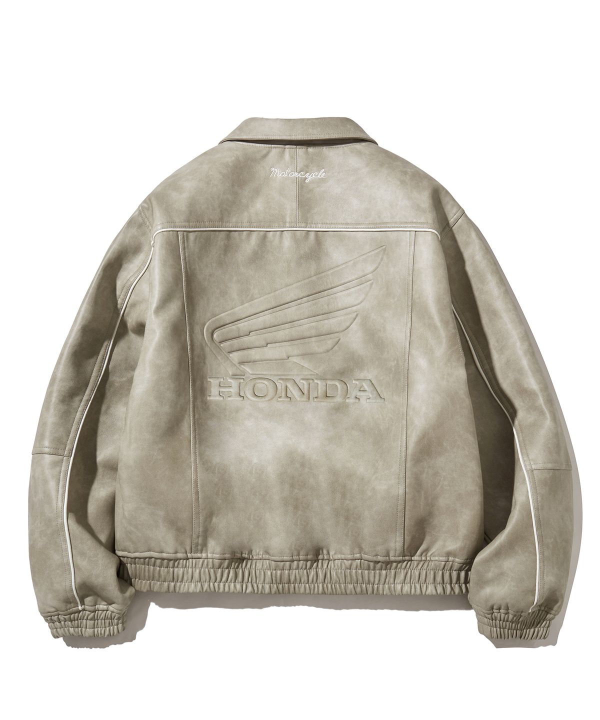 핍스 모터사이클(PHYPS MOTORCYCLE) Engineered Leather Piping Motorcycle Jacket Beige